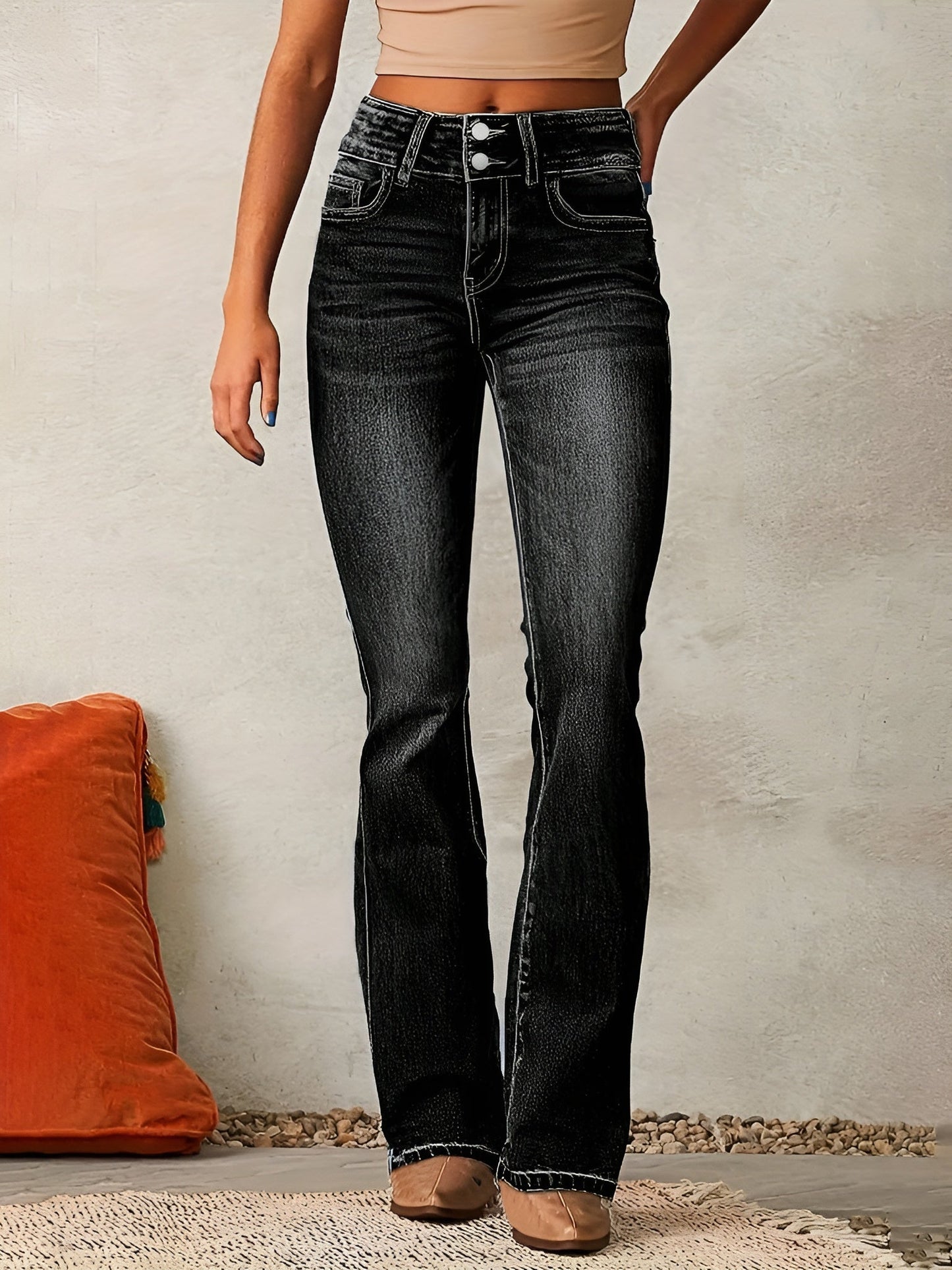 Neely - Tilfeldige jeans med høy midje for kvinner