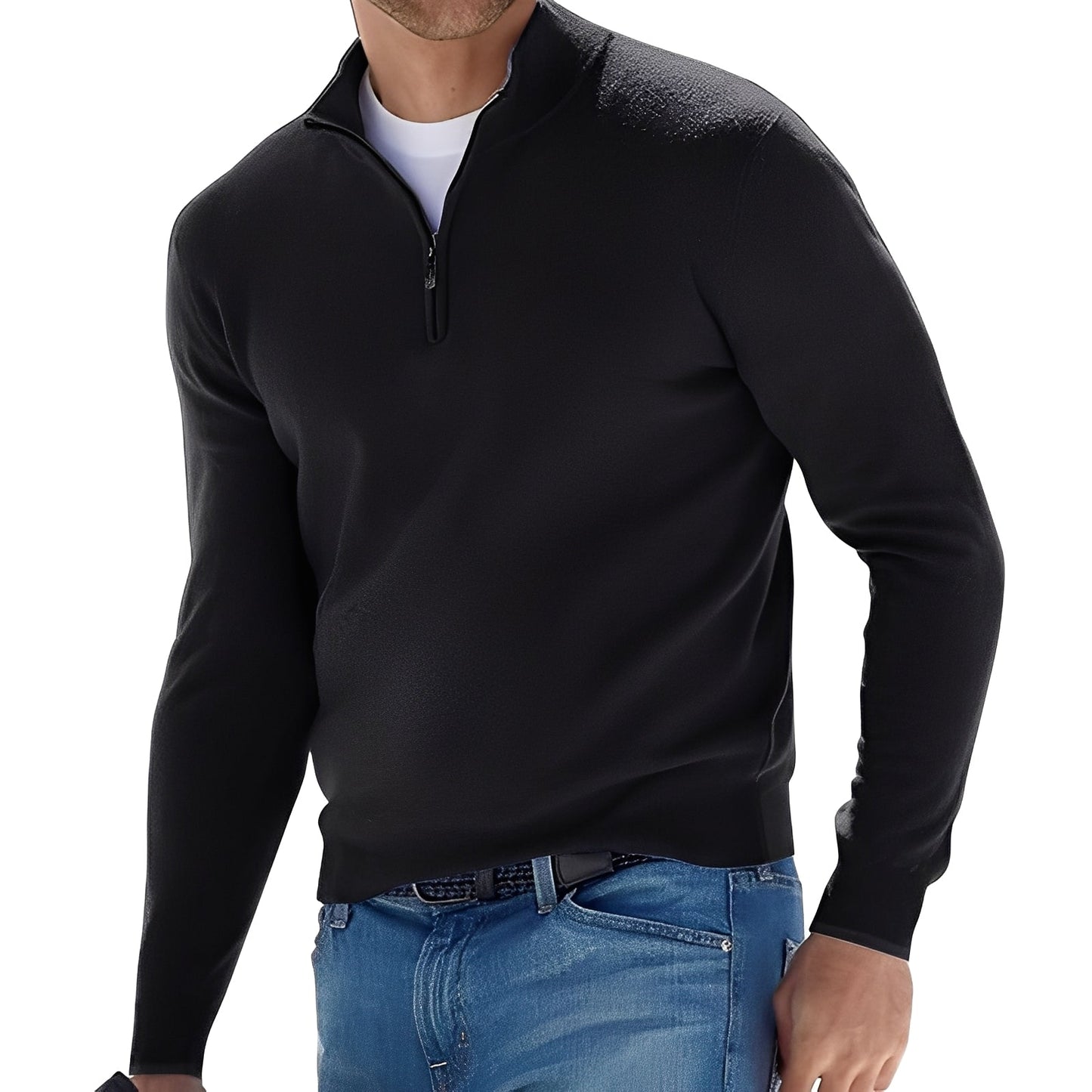 Fredric - Løs Pullover med Glidelås for Menn