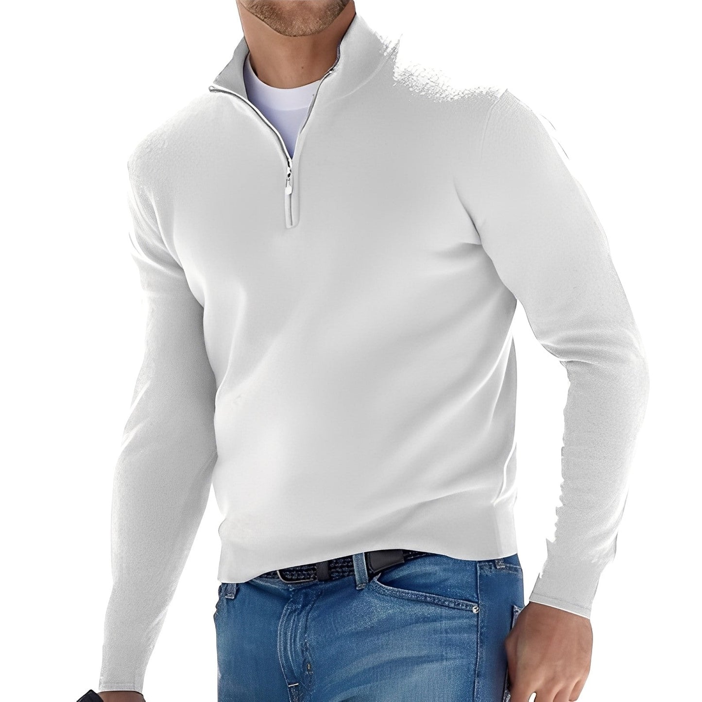 Fredric - Løs Pullover med Glidelås for Menn
