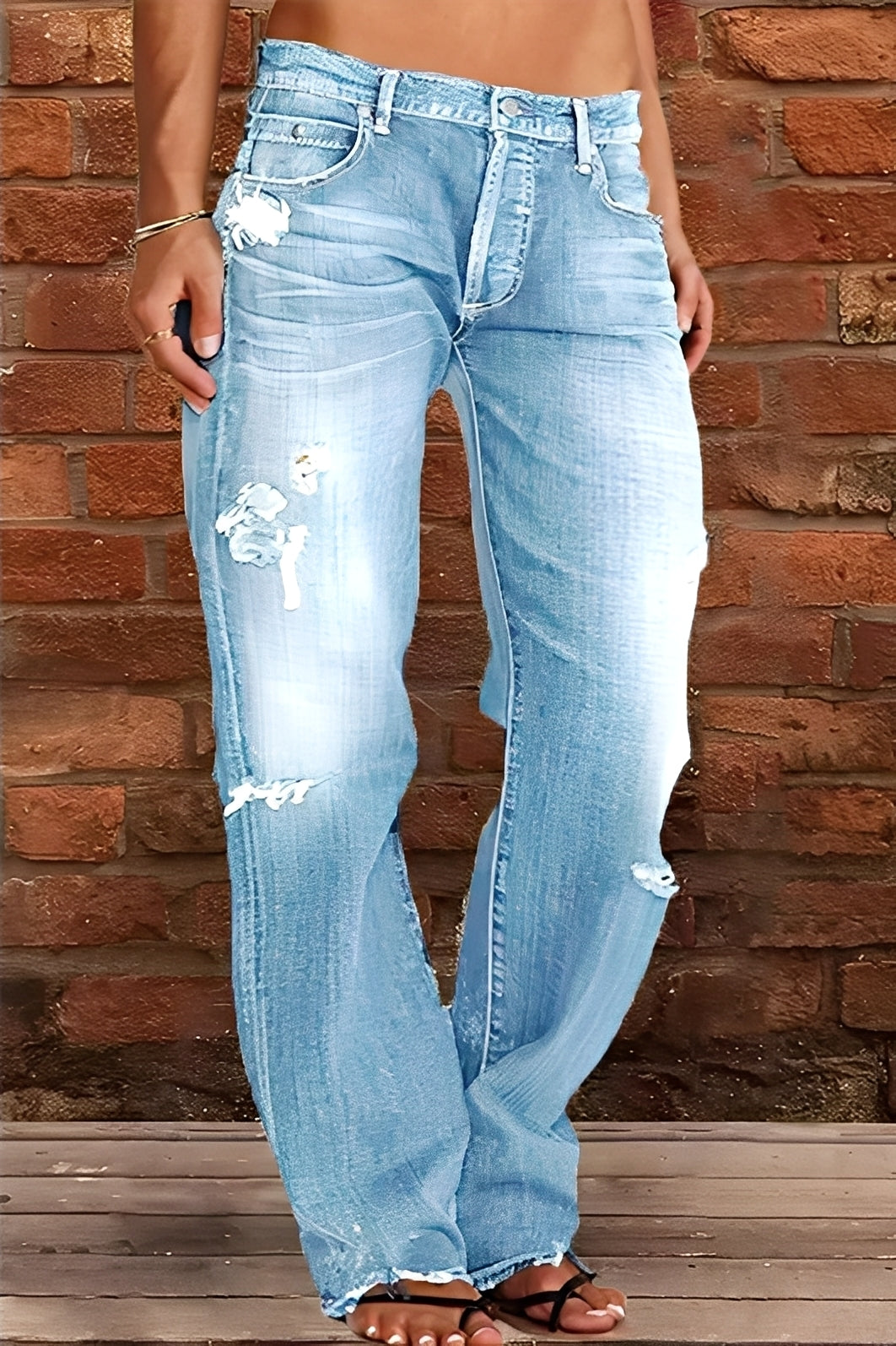 Demetria - Klassiske Washed-Jeans med lav midje for damer