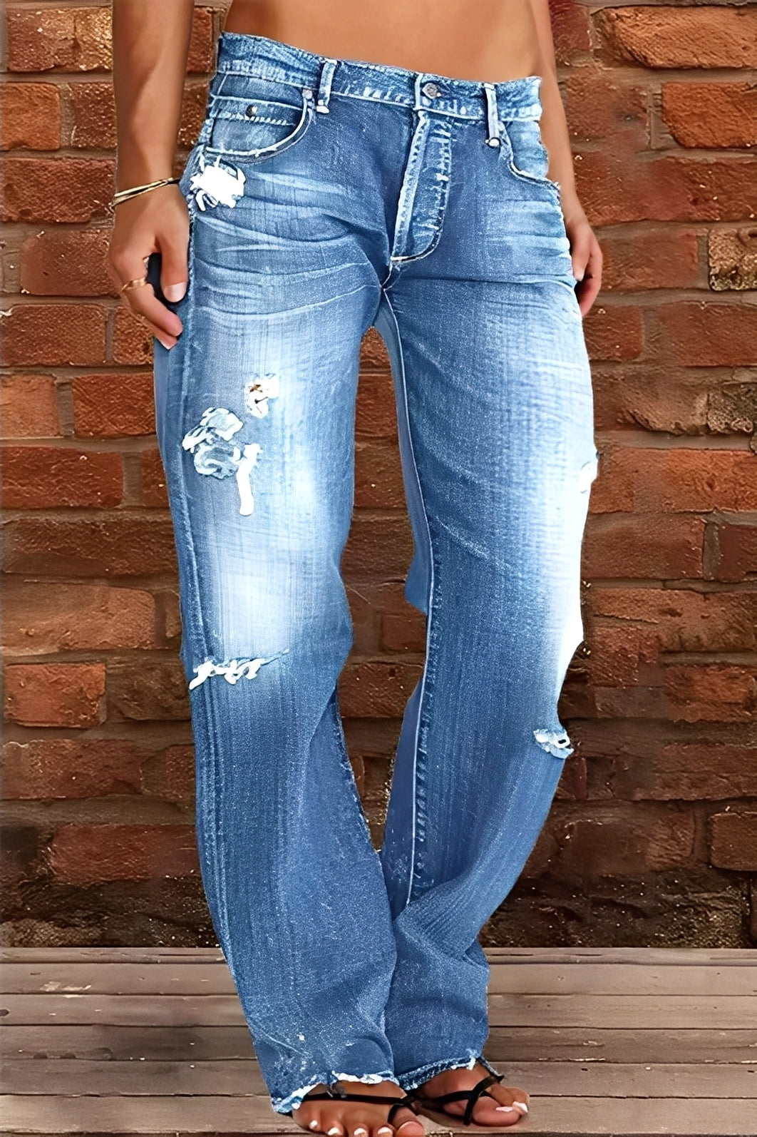 Demetria - Klassiske Washed-Jeans med lav midje for damer