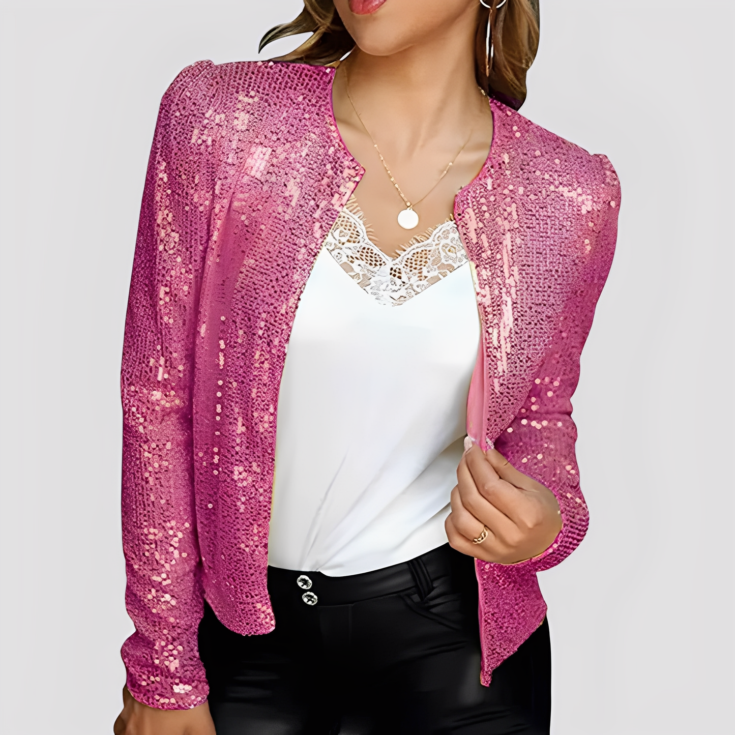 Shannen - Stilig Blazer med Glitter for Damer