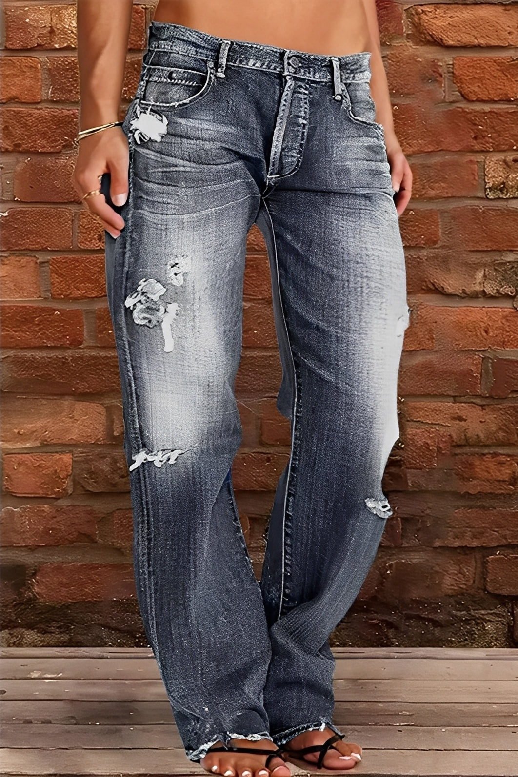 Demetria - Klassiske Washed-Jeans med lav midje for damer
