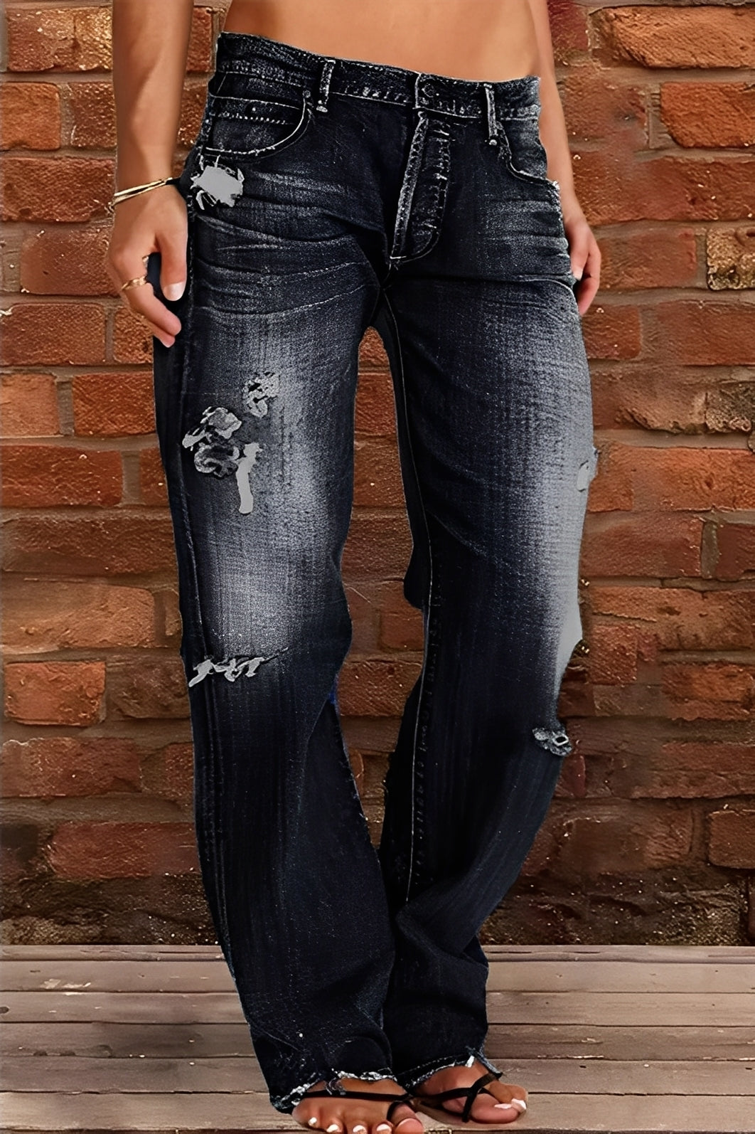 Demetria - Klassiske Washed-Jeans med lav midje for damer