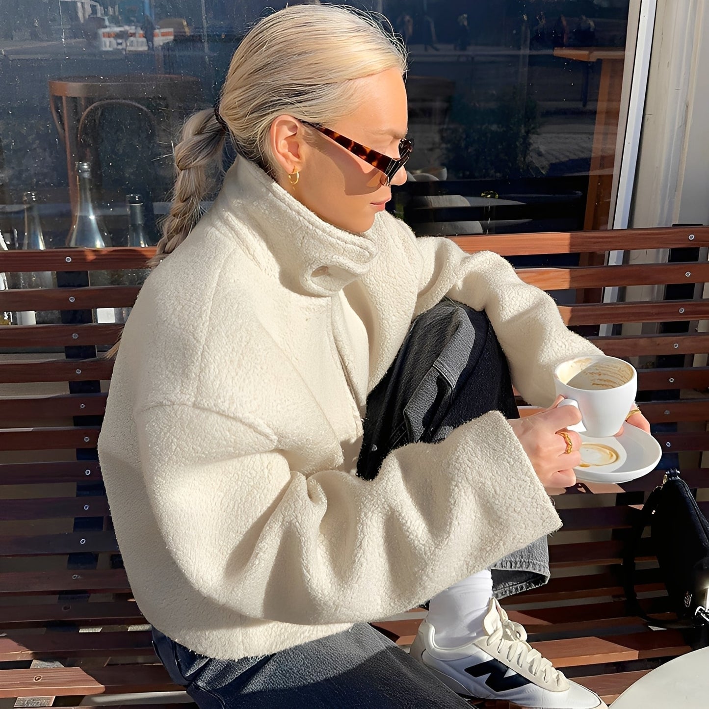 Shania - Trendy, avslappet stor fleece-jakke for damer