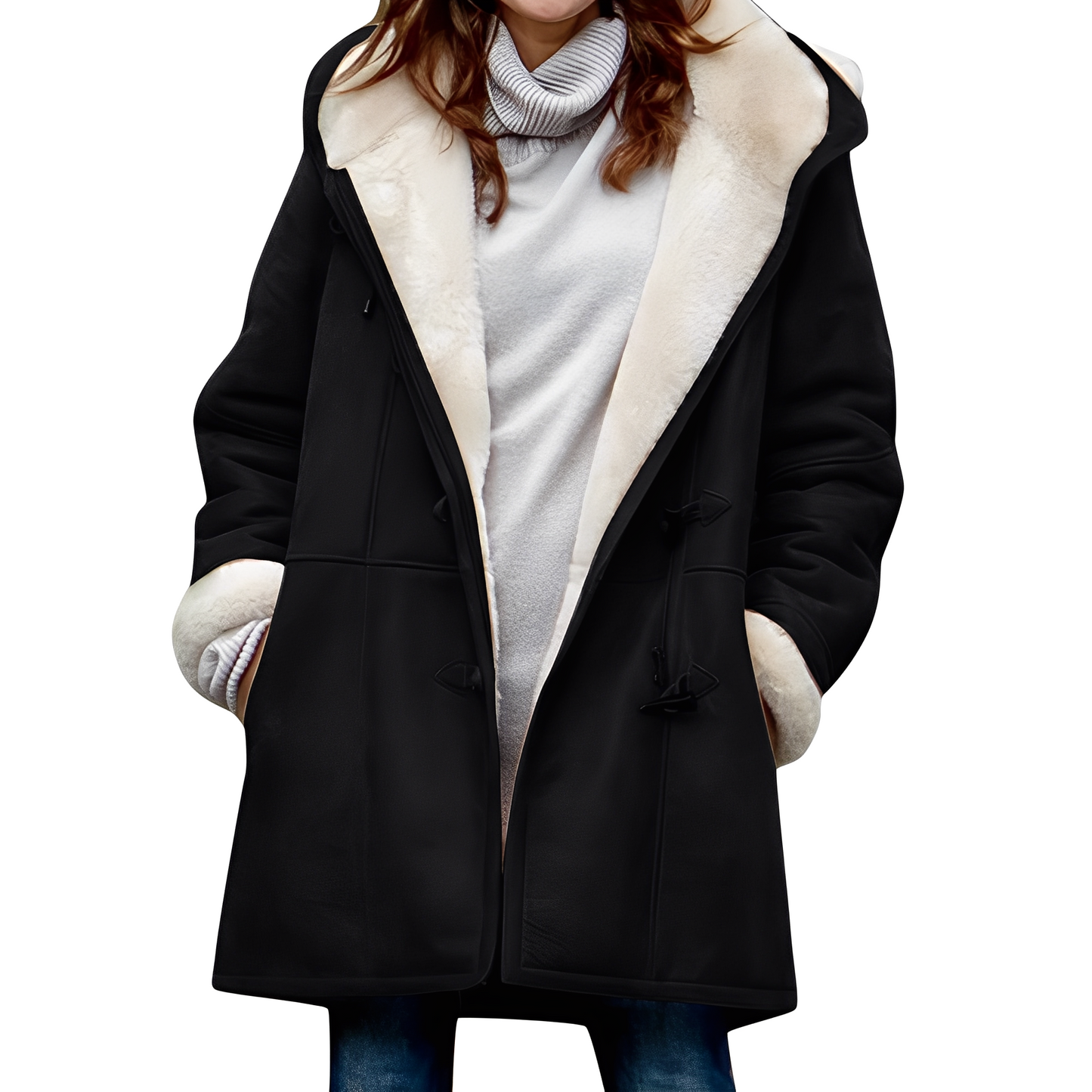 Madilyn - Tilfeldig dufflecoat med hette for damer