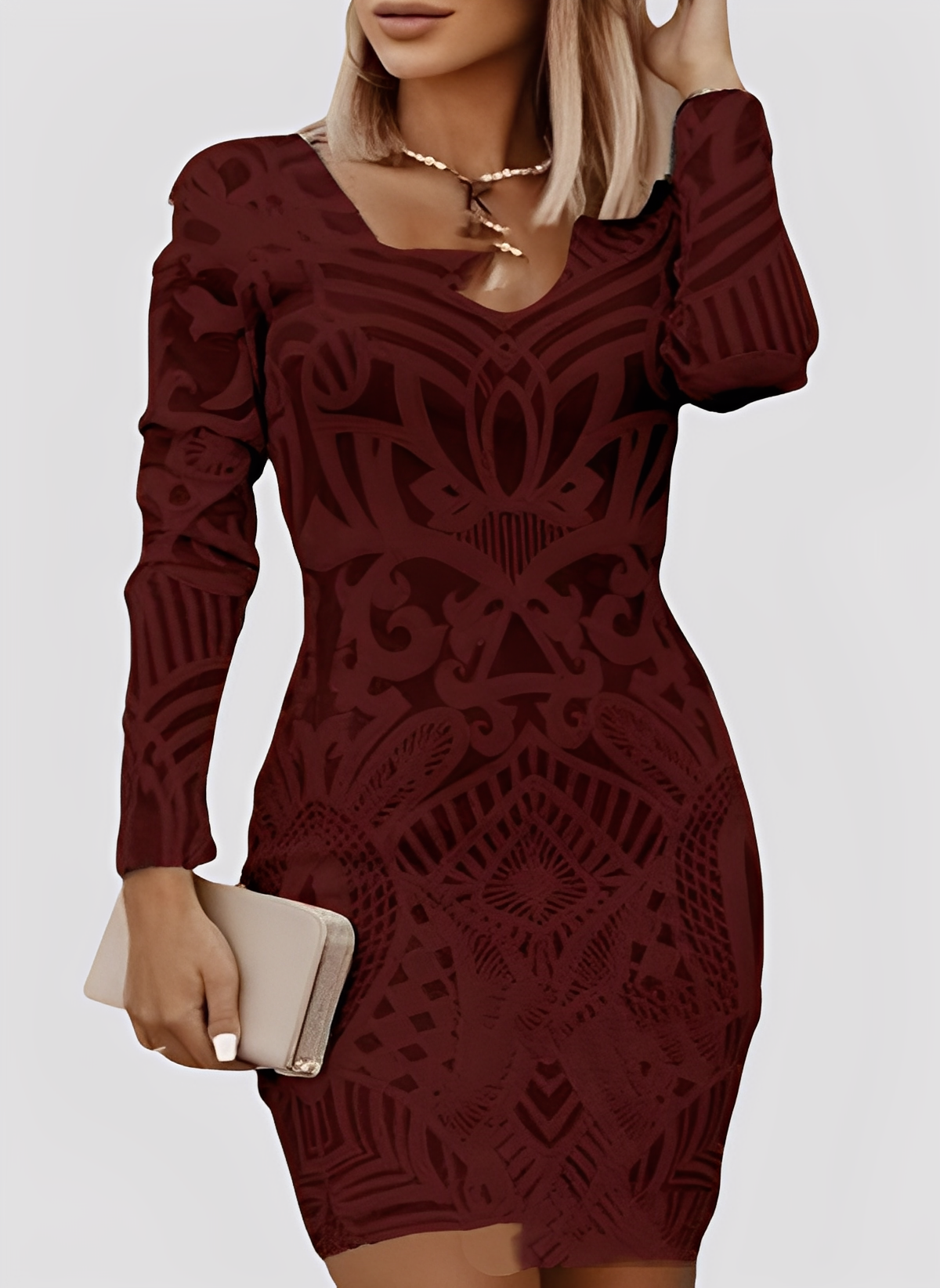 Caitlyn - Stilig, langermet slim-fit-kjole for damer