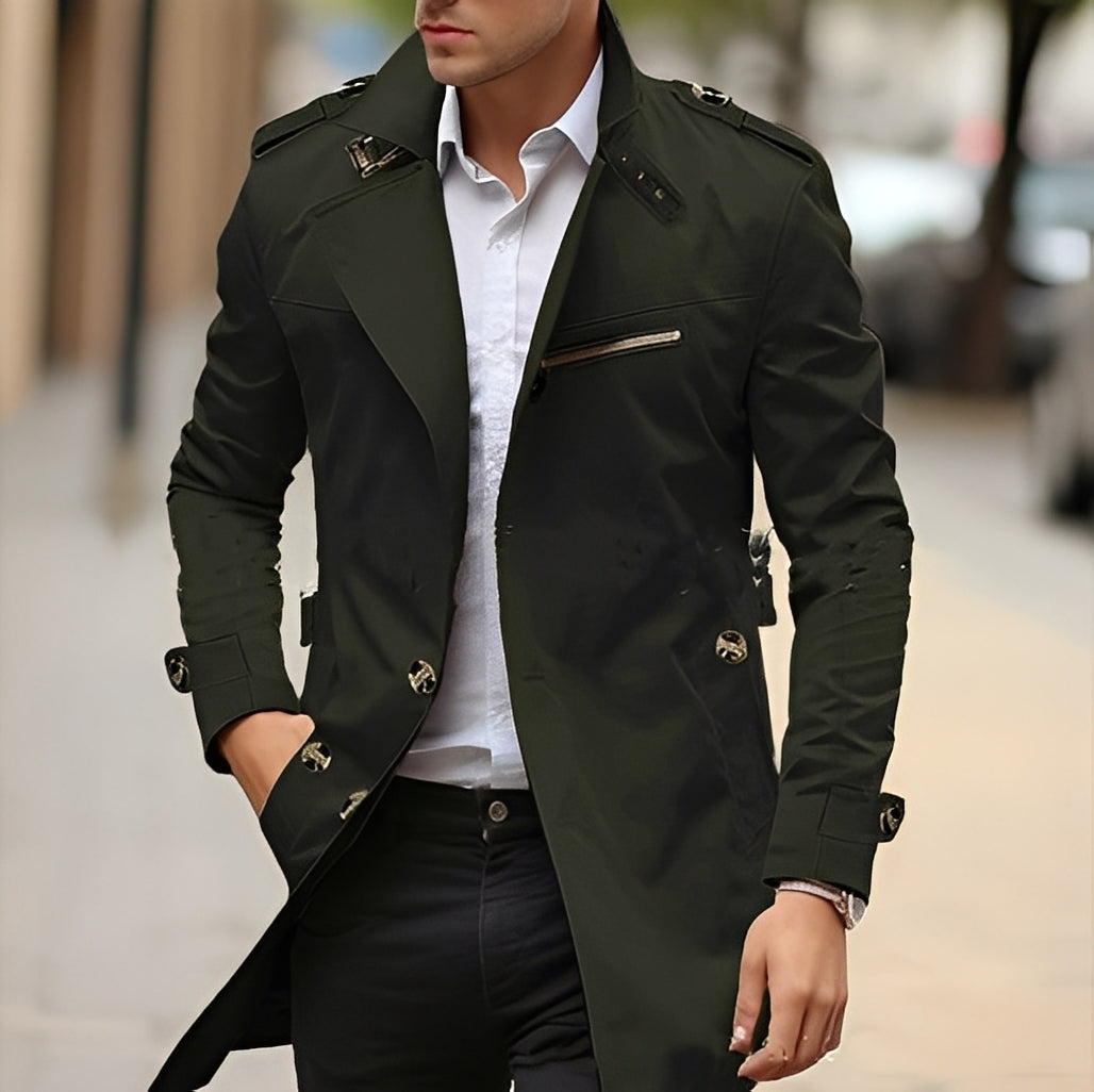 Ansel - Stilig trenchcoat med reverskrage for herrer