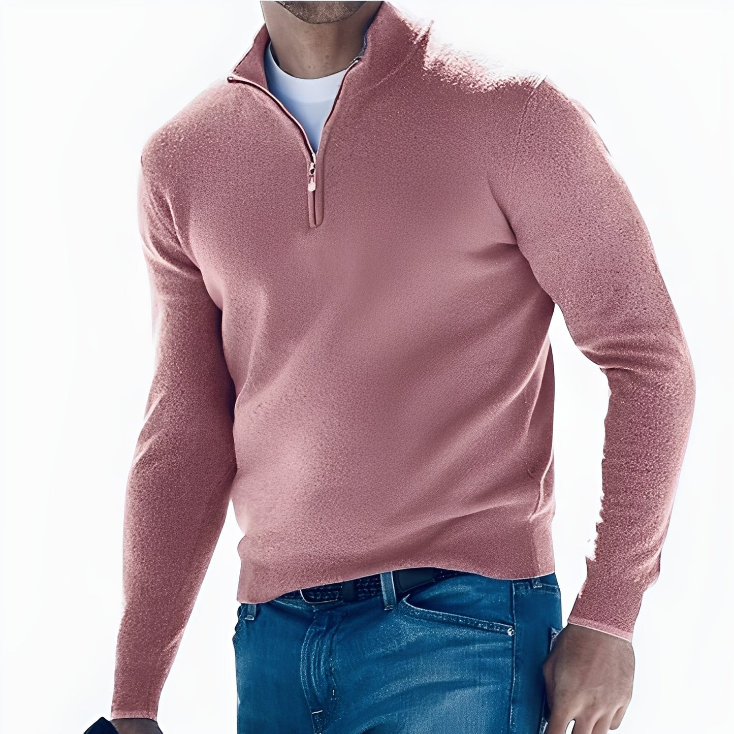 Fredric - Løs Pullover med Glidelås for Menn