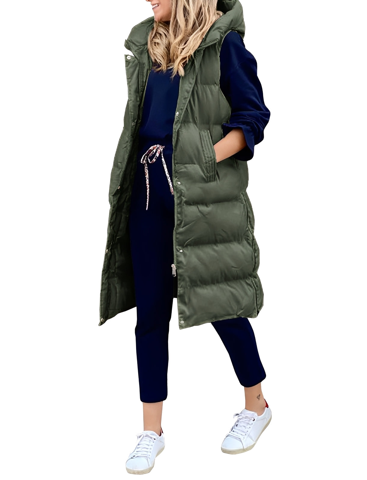 Amilia - Elegant, ermeløs lang vest til damer
