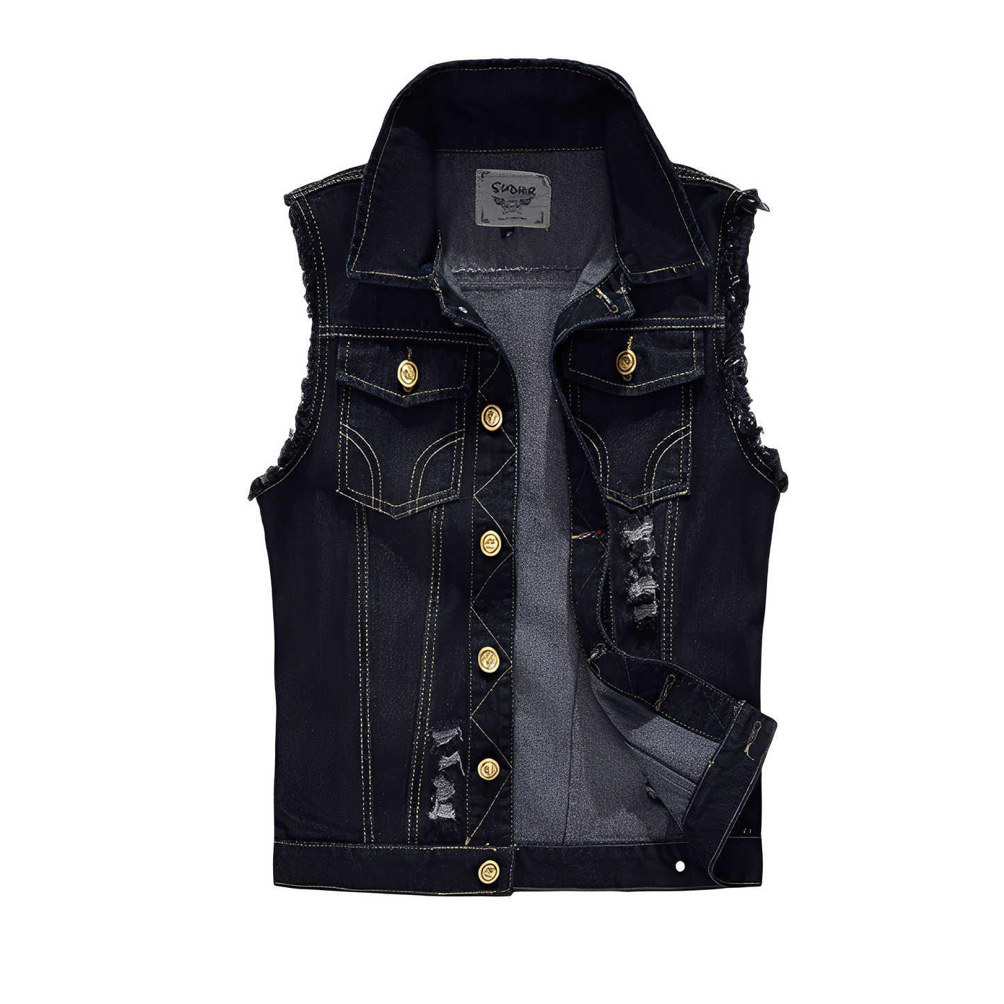 Morley - Retro-dongeri-vest med lommer for herrer