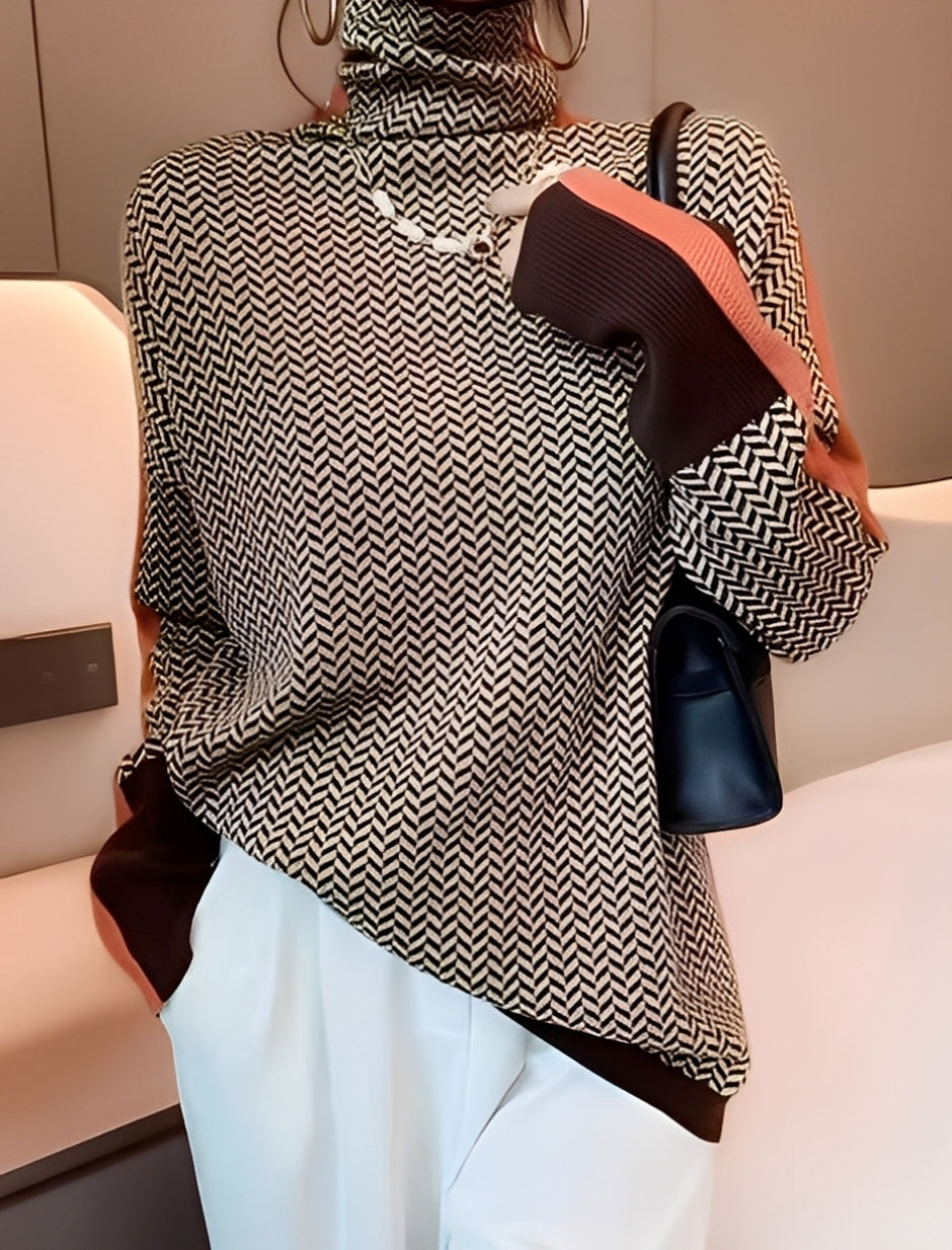 Bryony - Stilig strikkegenser med pologenser for damer