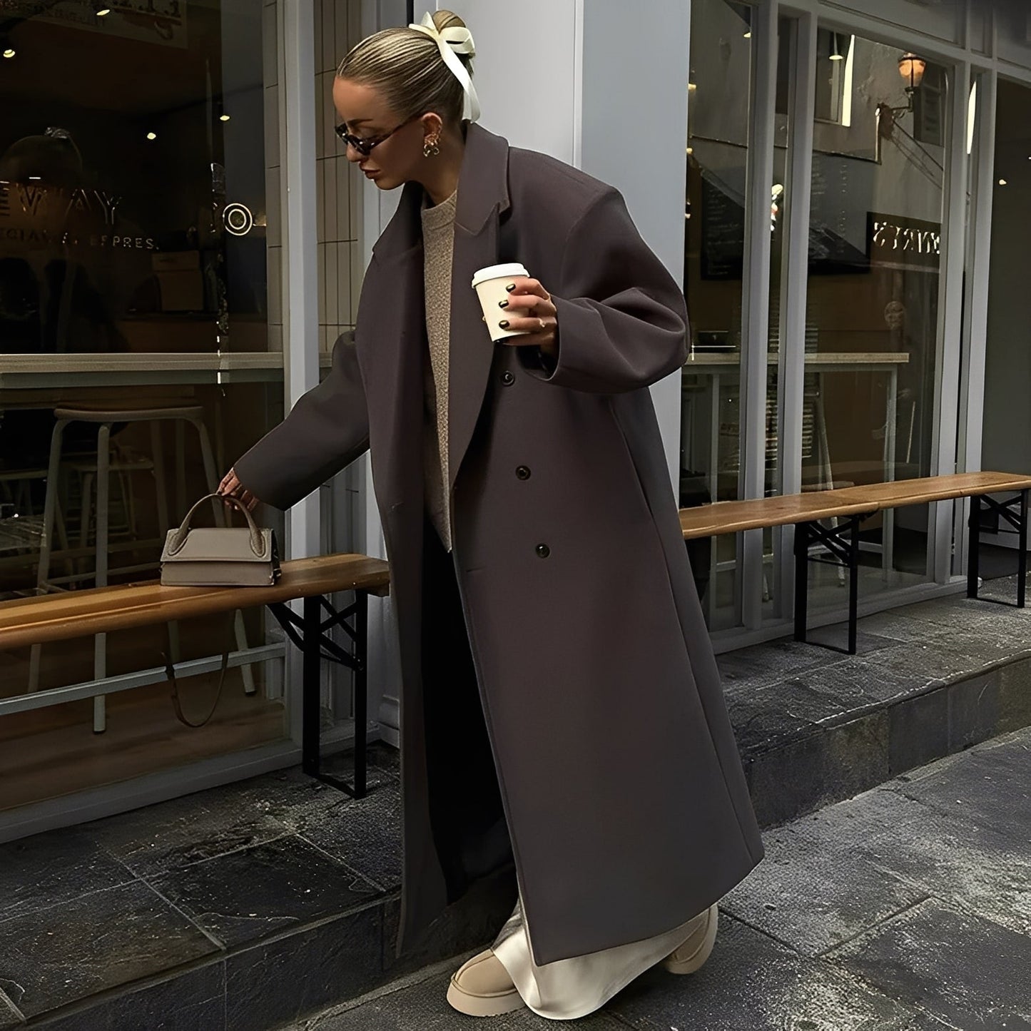 Veronica - Elegant, løs lang kåpe for damer