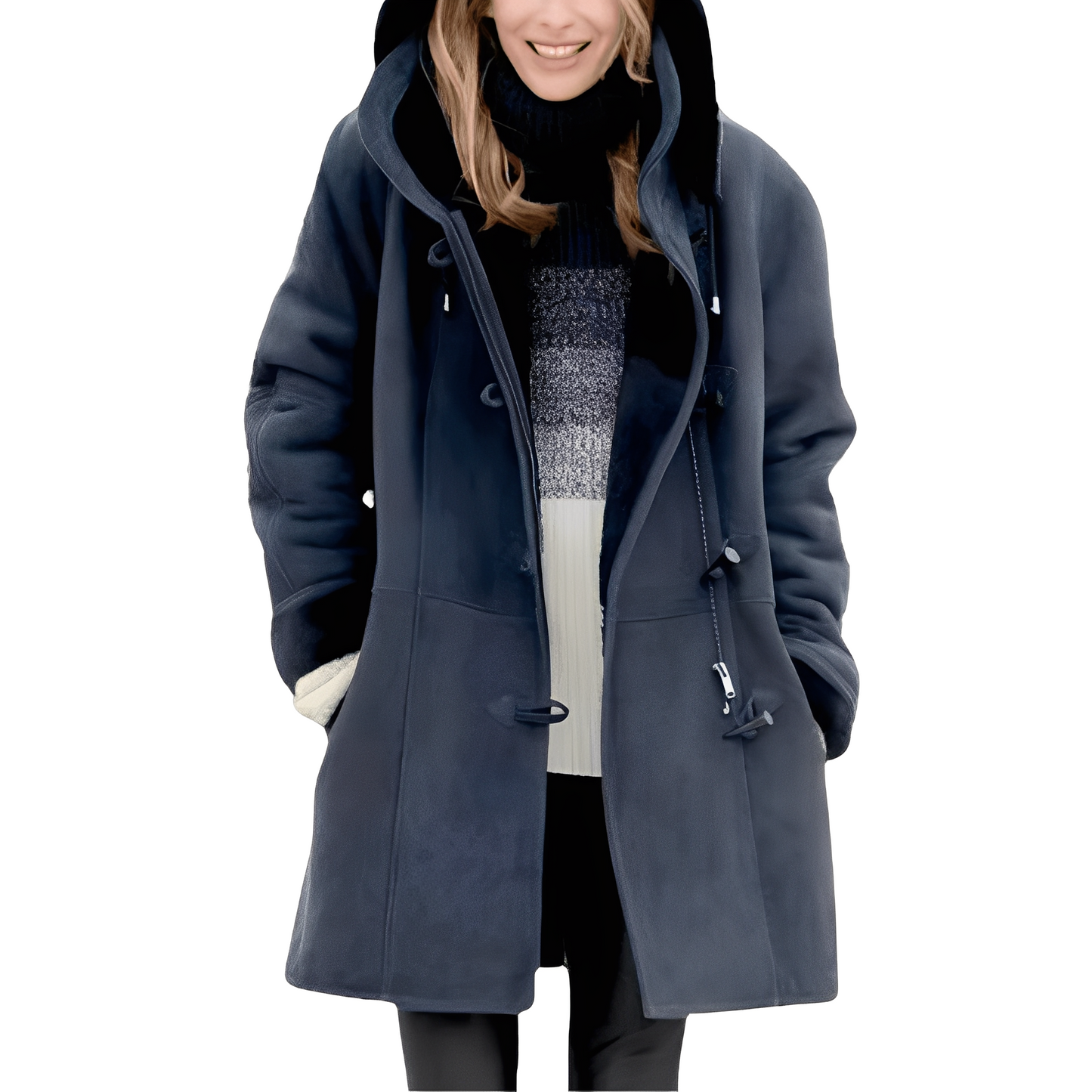 Madilyn - Tilfeldig dufflecoat med hette for damer