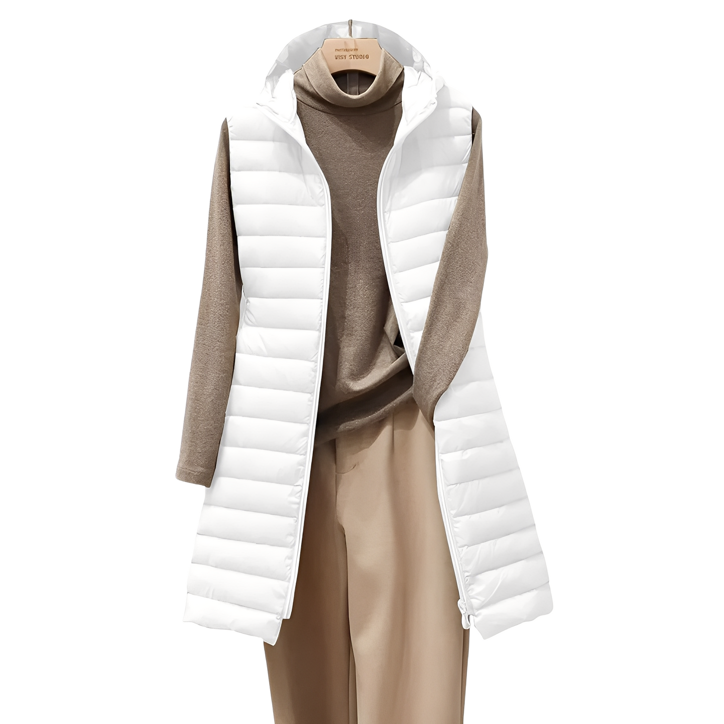 Joelle - Stilig lang vattert vest for damer