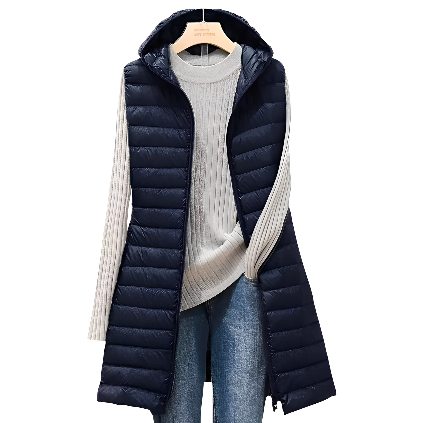 Joelle - Stilig lang vattert vest for damer
