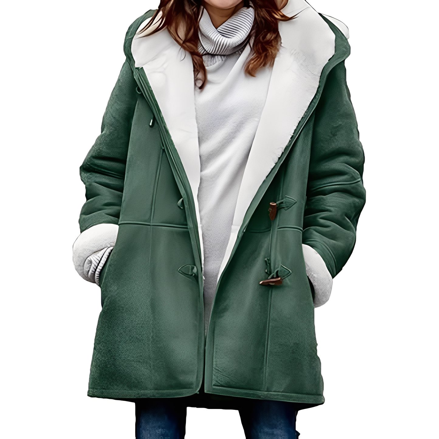 Madilyn - Tilfeldig dufflecoat med hette for damer