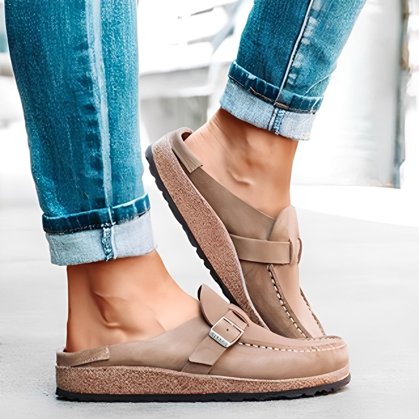 Briana - Komfortable Slip-On Sandaler med Spenne for Kvinner