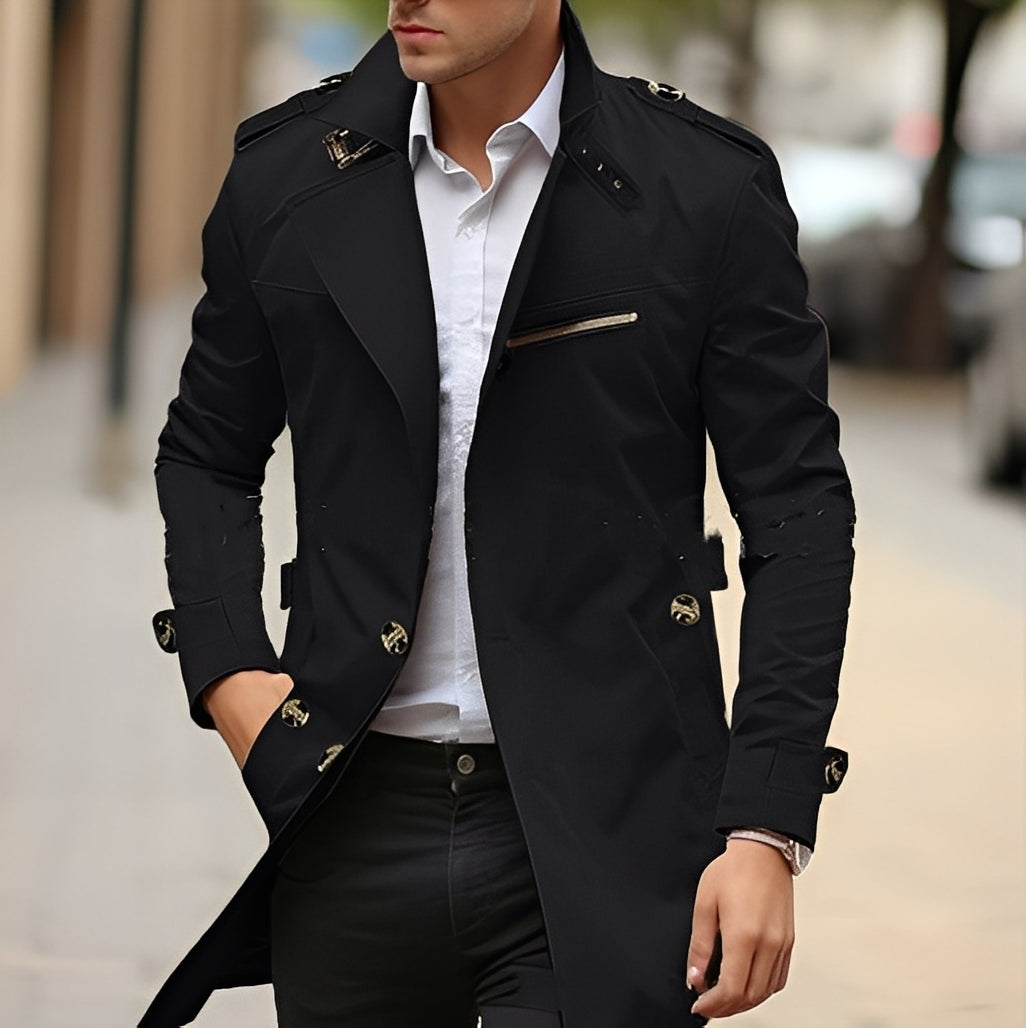 Ansel - Stilig trenchcoat med reverskrage for herrer