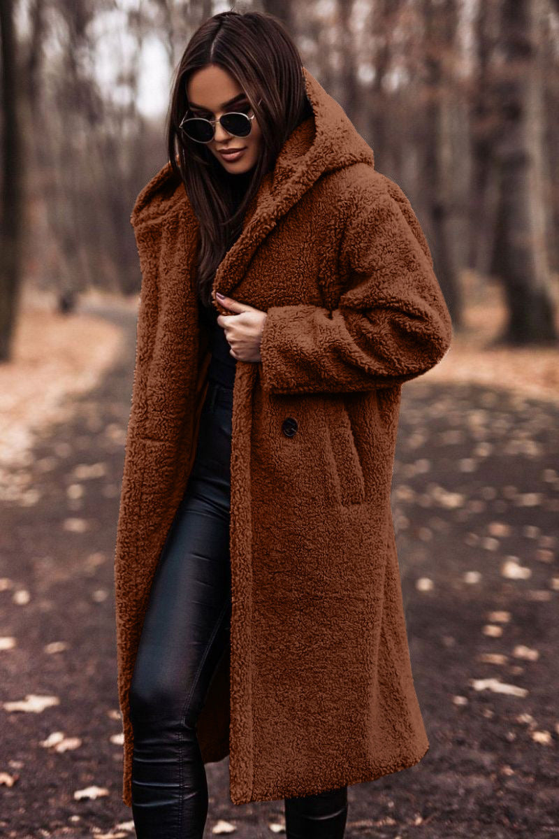 Yancy - Elegant lang plysjfrakk for damer