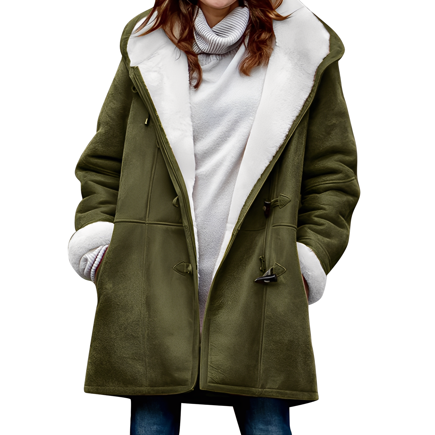 Madilyn - Tilfeldig dufflecoat med hette for damer