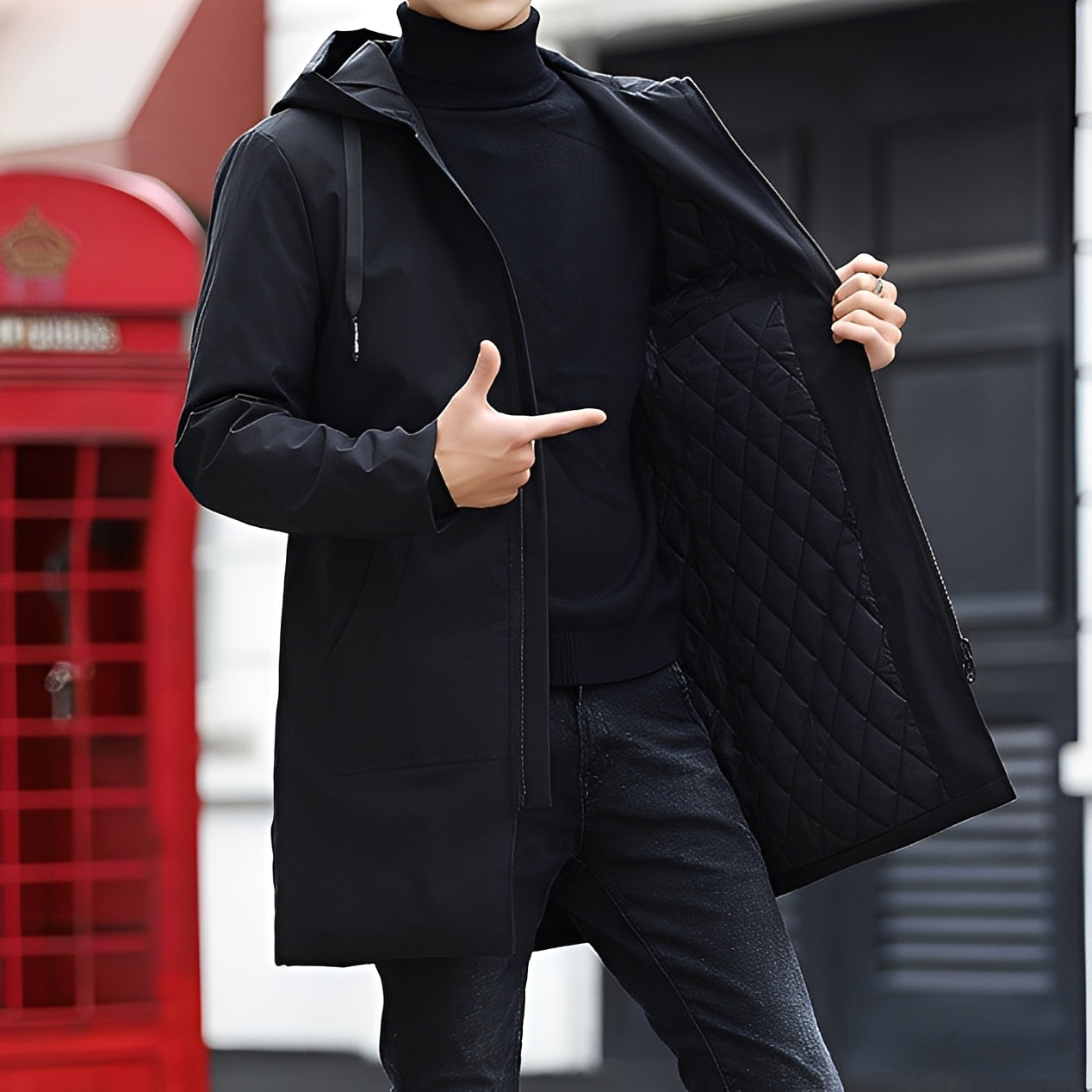 Derren - Tilfeldig, lett jakke med hette for herrer