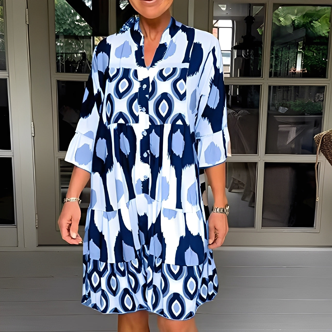 Floriane - Løs trykt kjole for kvinner