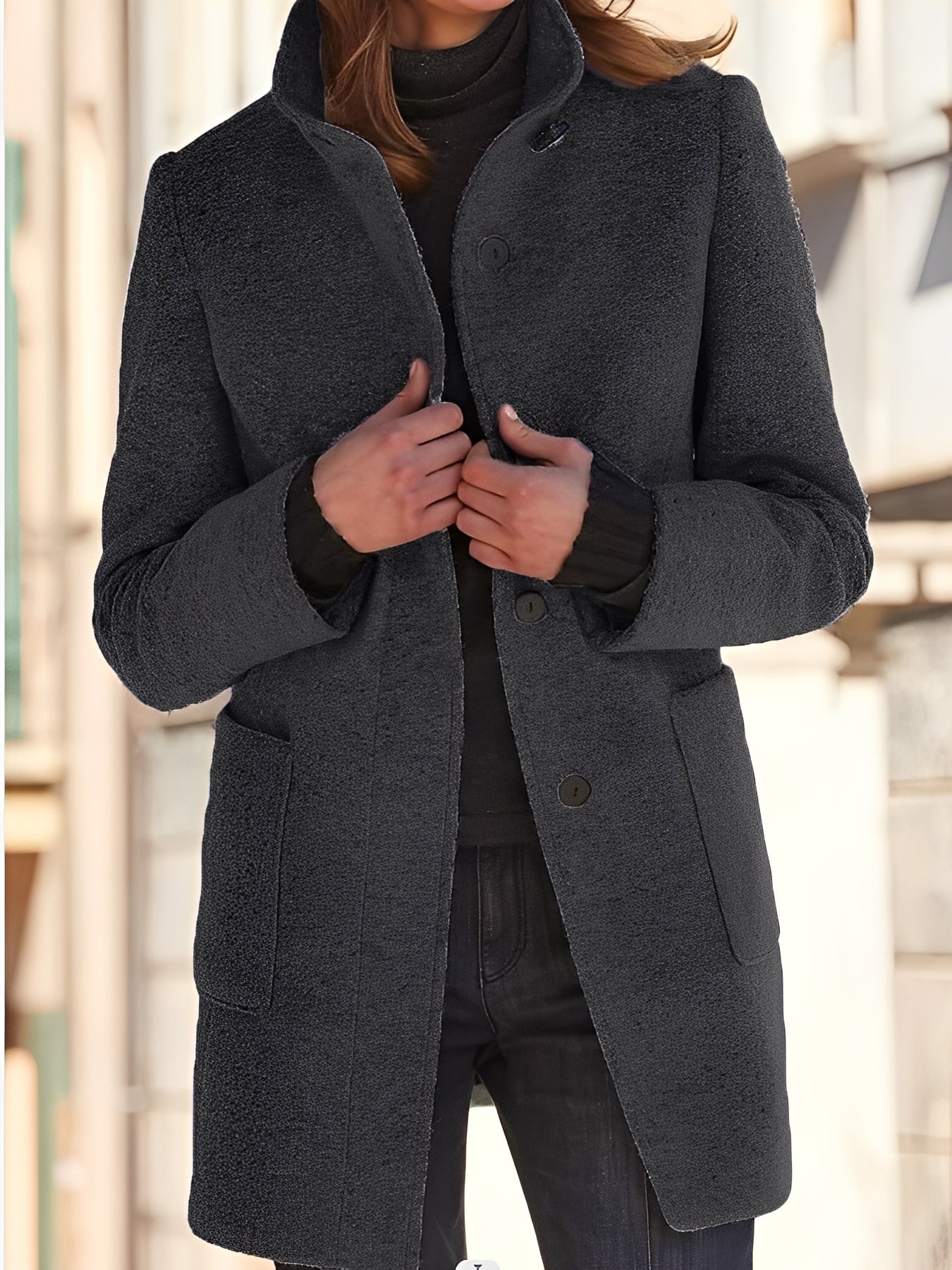 Michele - Vindtett ullfrakk for damer