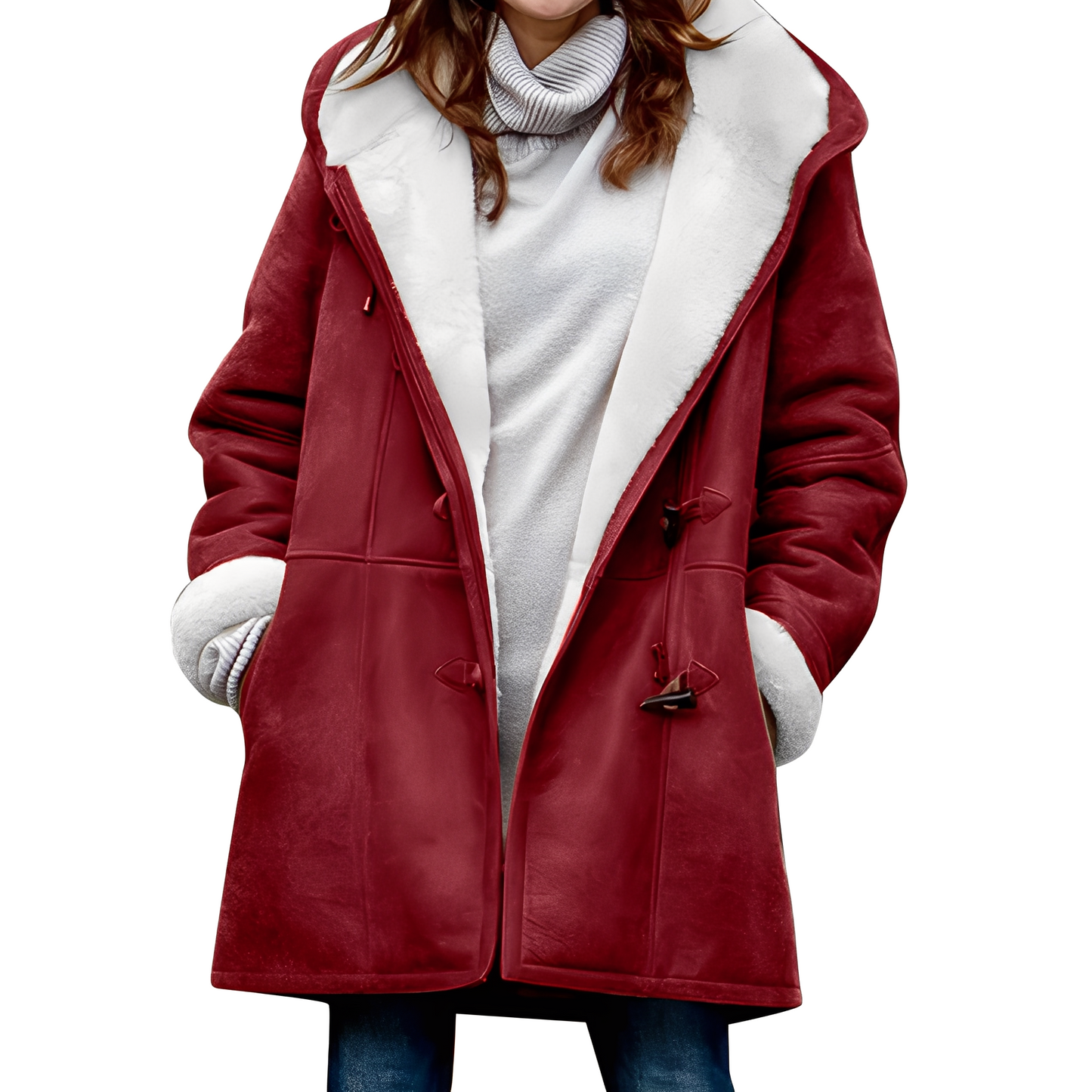 Madilyn - Tilfeldig dufflecoat med hette for damer