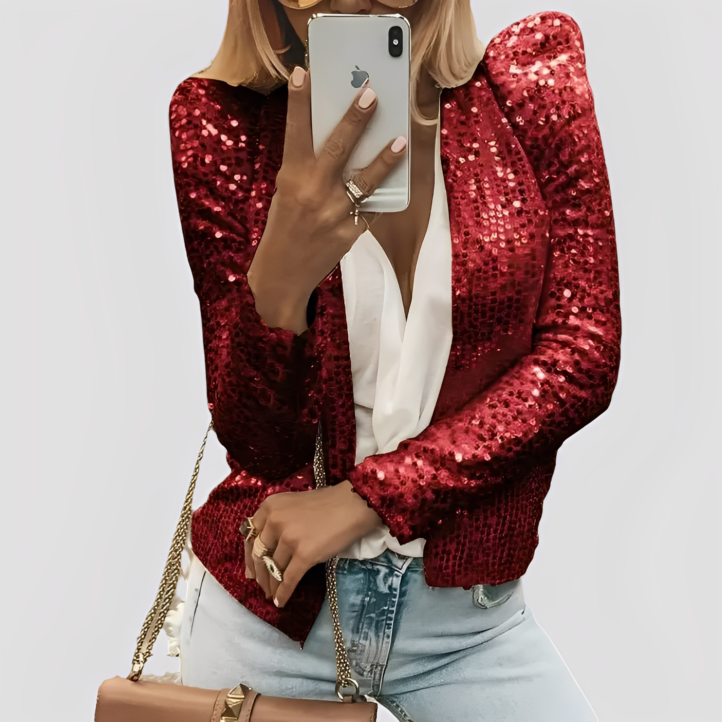 Shannen - Stilig Blazer med Glitter for Damer