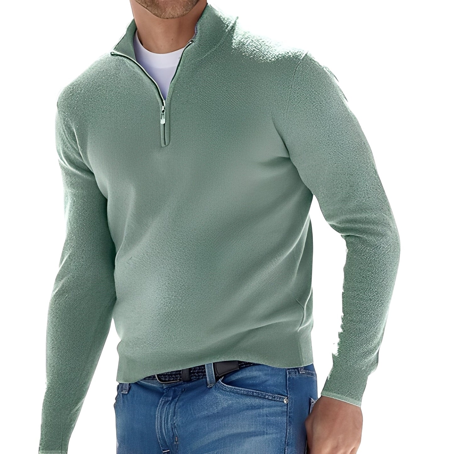 Fredric - Løs Pullover med Glidelås for Menn