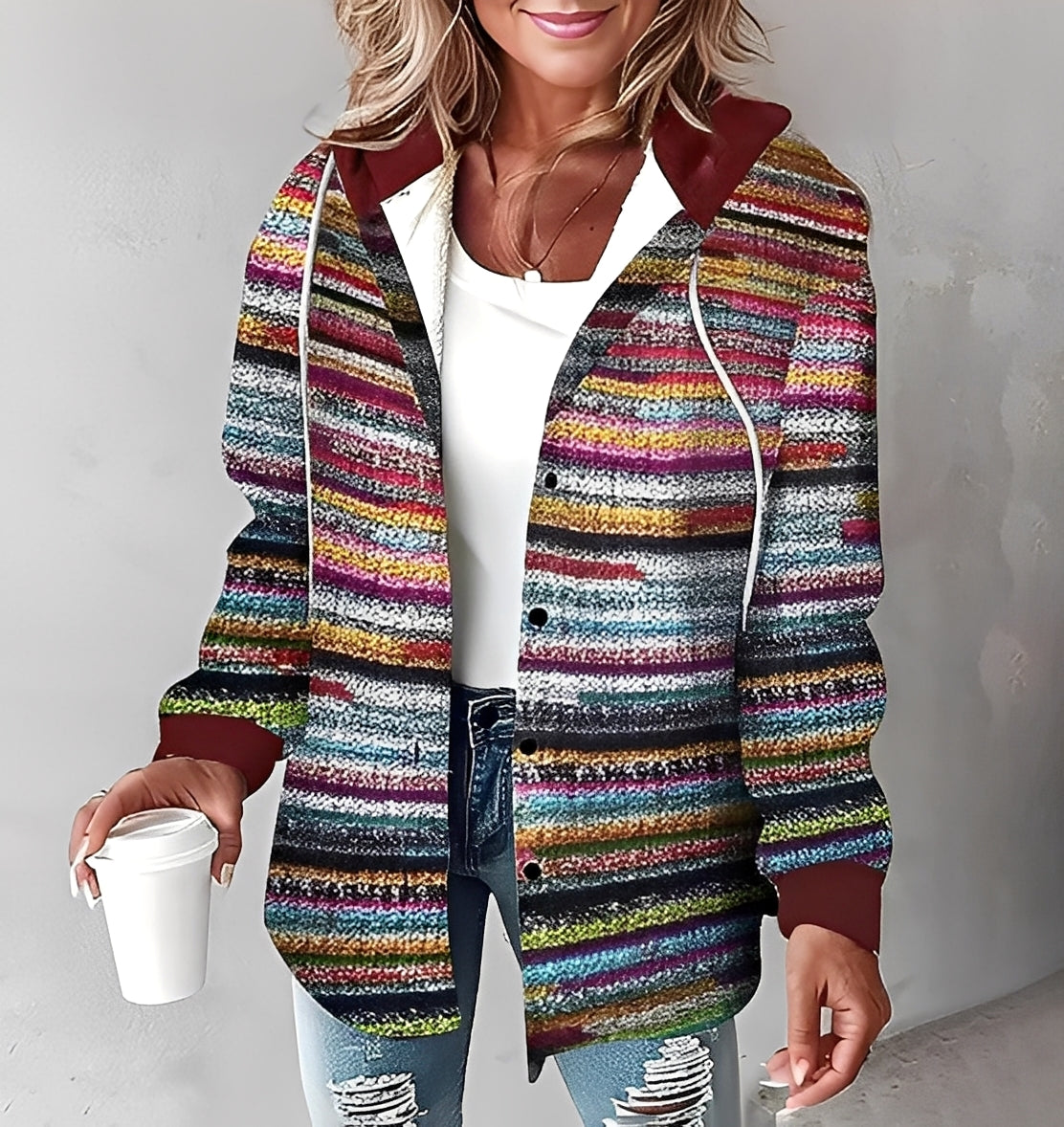 Éliette - Vinterrutete hettejakke for kvinner