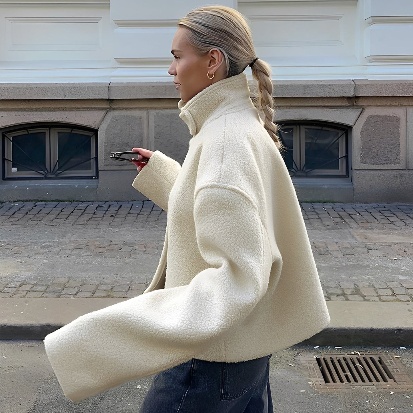 Shania - Trendy, avslappet stor fleece-jakke for damer