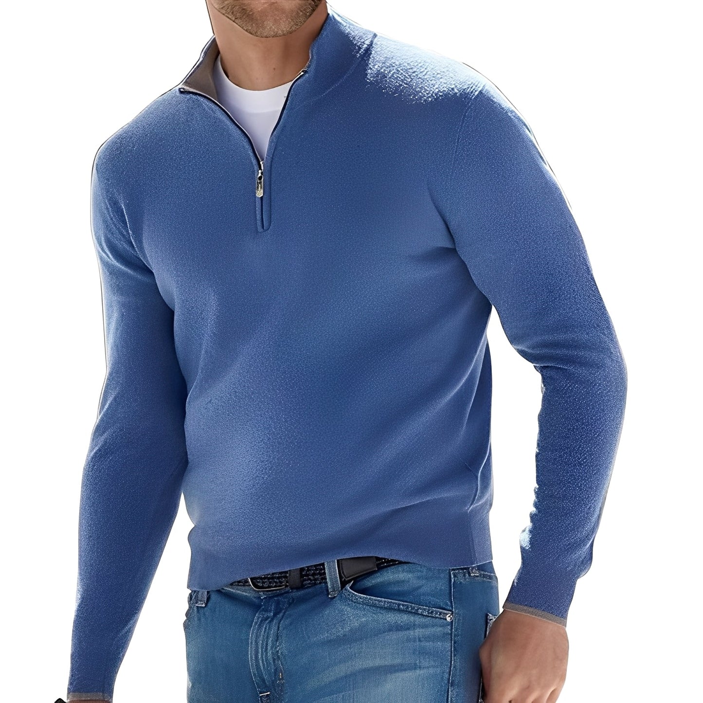 Fredric - Løs Pullover med Glidelås for Menn