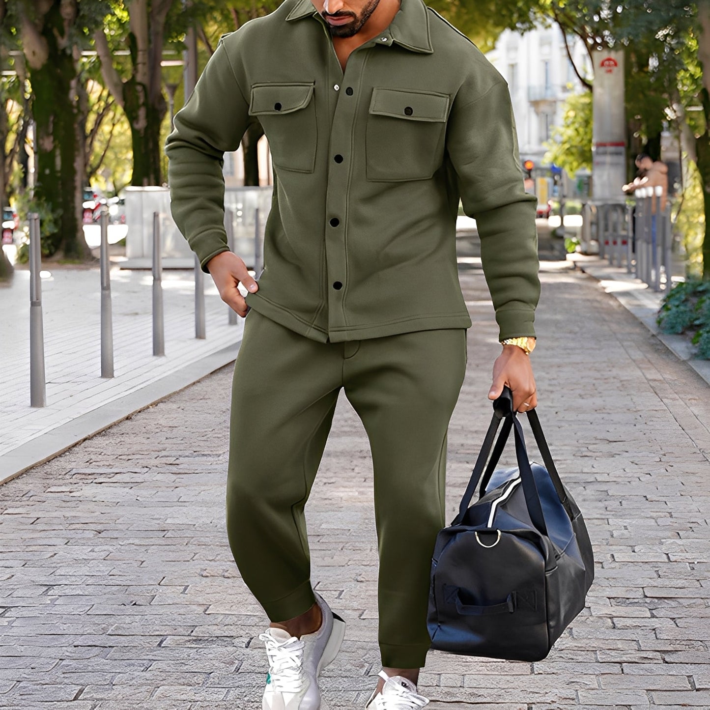 Kent - Lässiges Slim-Fit-Set av Hemd og Bukse for Herrer