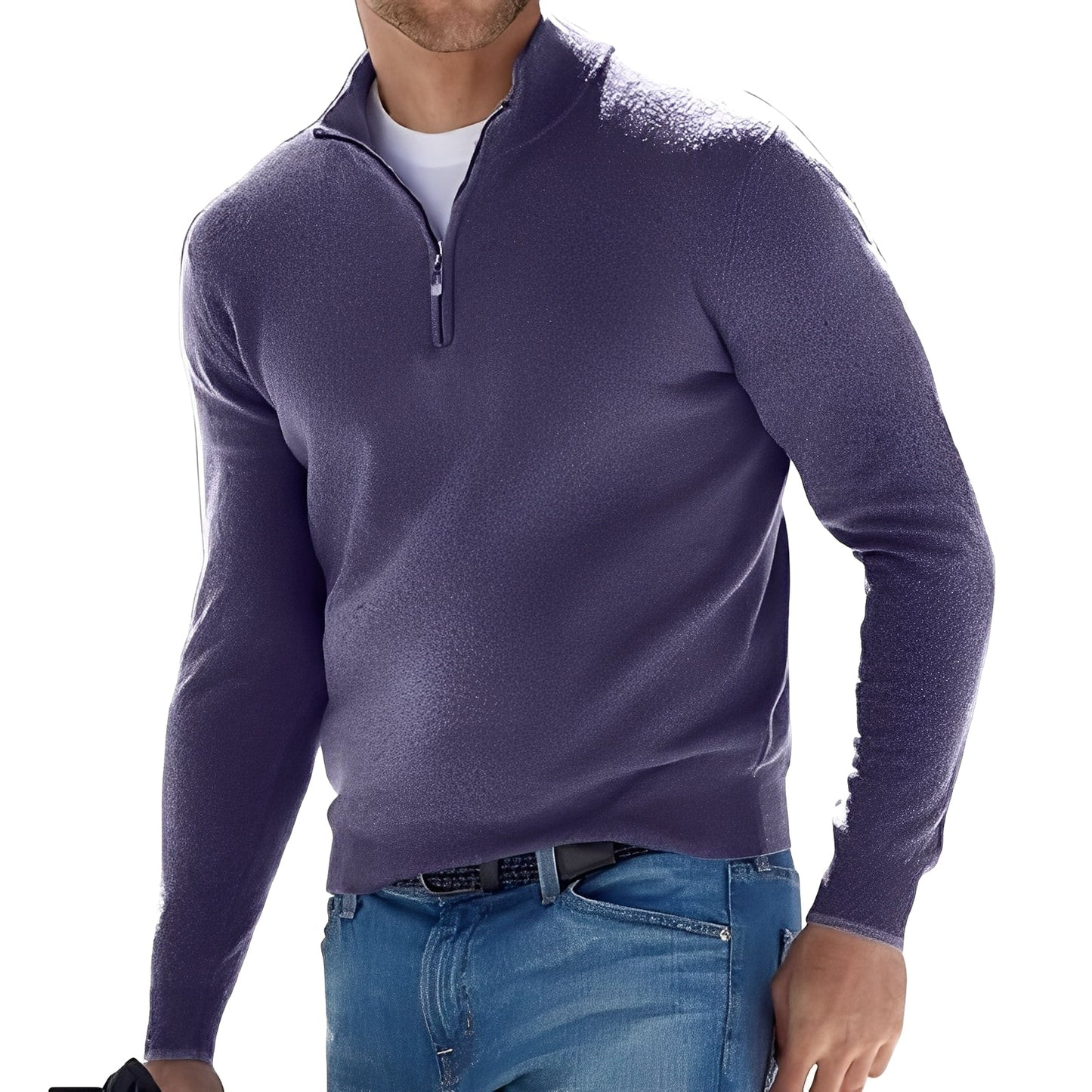 Fredric - Løs Pullover med Glidelås for Menn