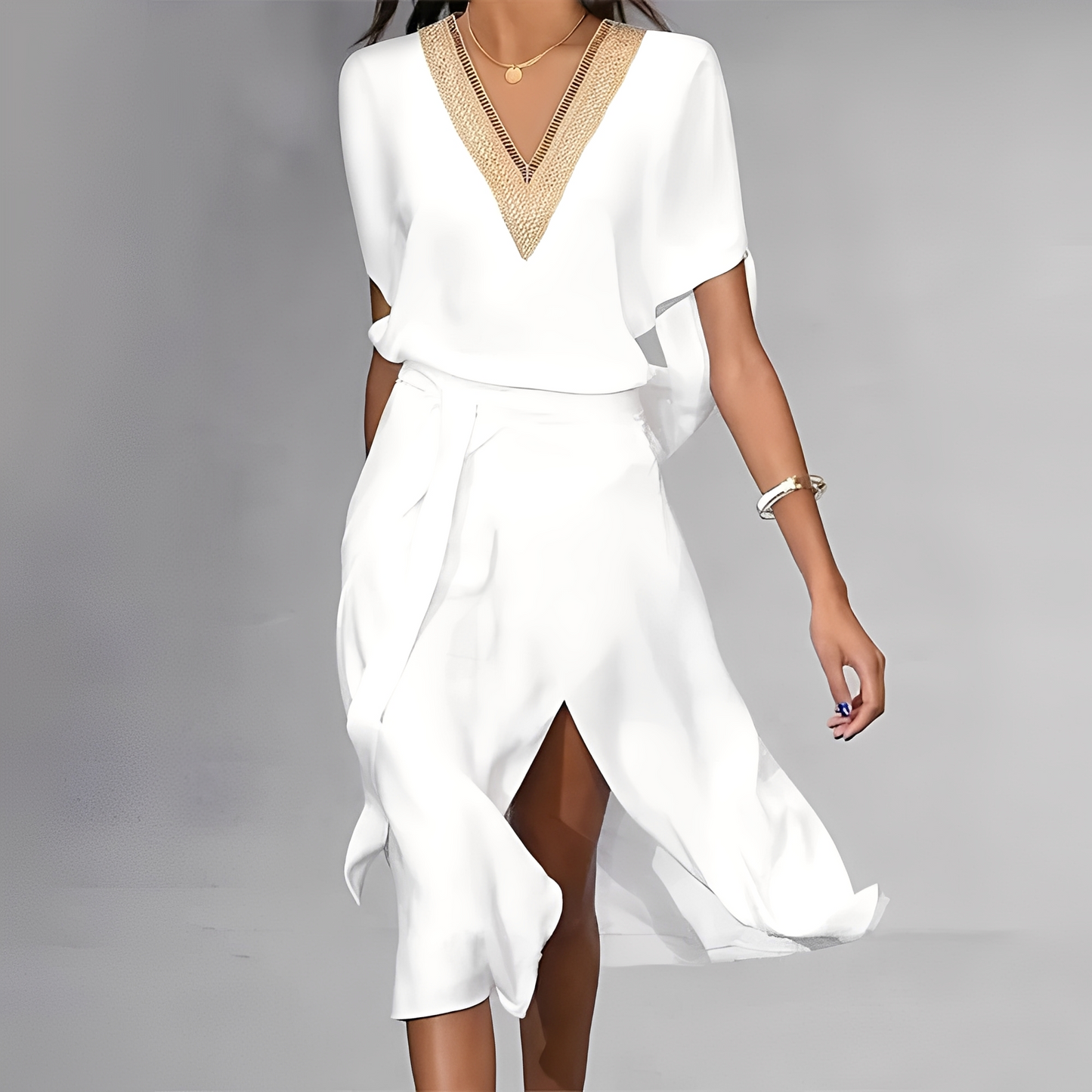 Isabella – Midi-kjole Hvit for Damer