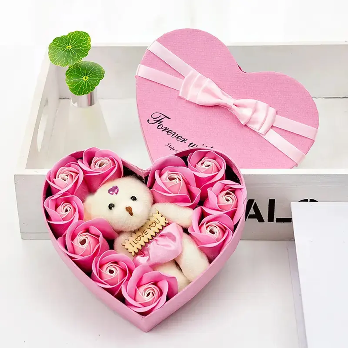 Hjerteform – Rosebamse Gaveeske Valentinsdag