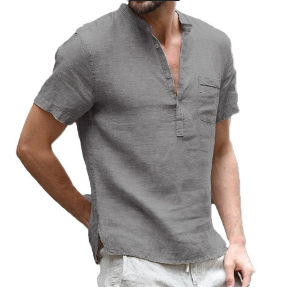 Alton - Casually short-sleeved linen shirt for men