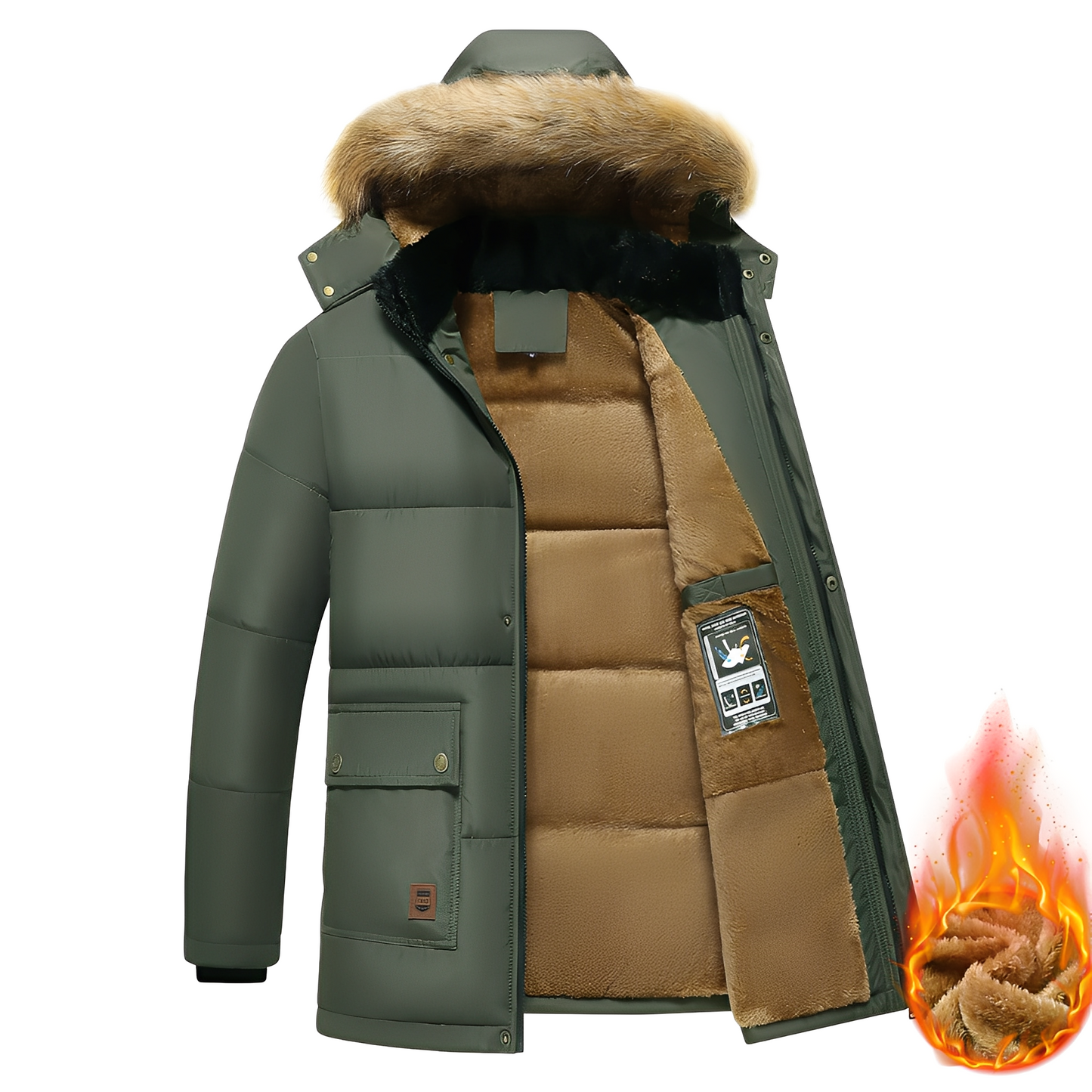 Crispian - Varm parka-jakke med avtagbar hette for herrer