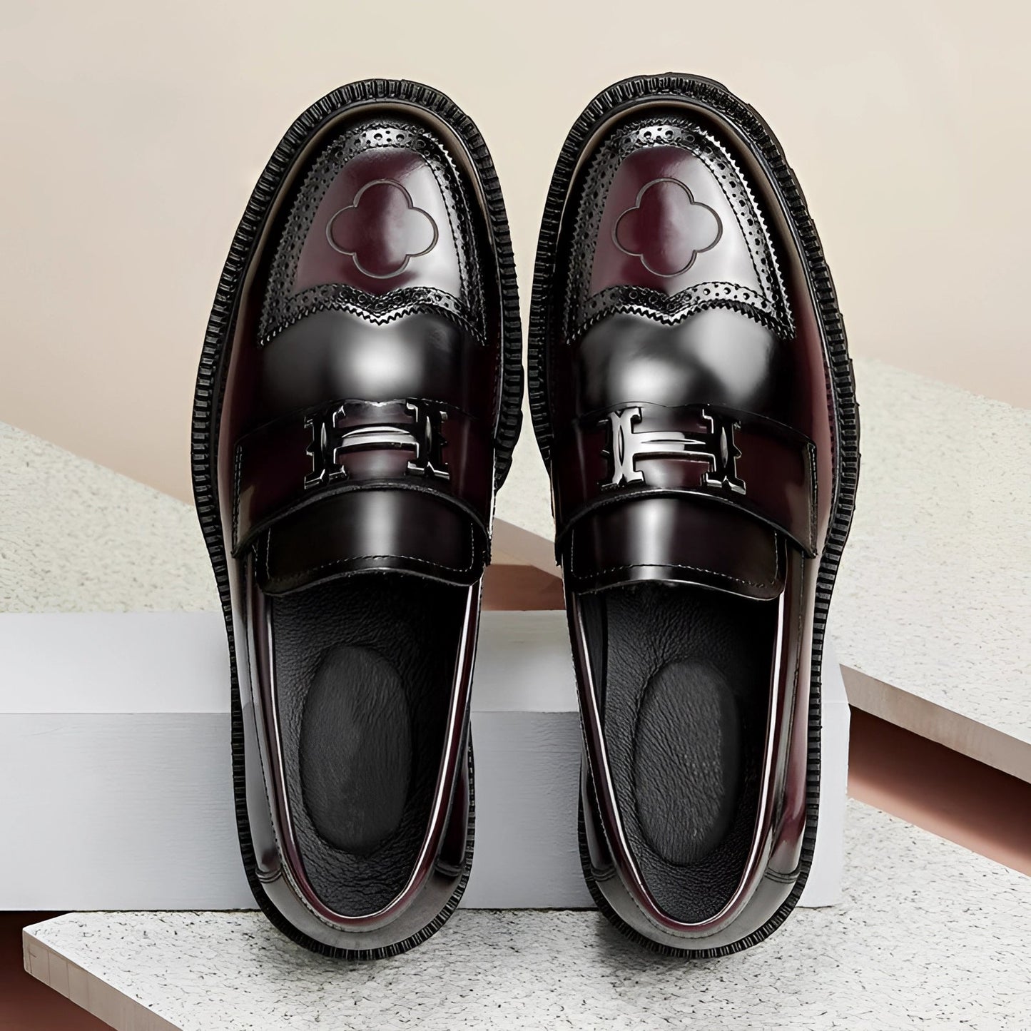 Marc – Bordeaux skinnloafer med tykk såle