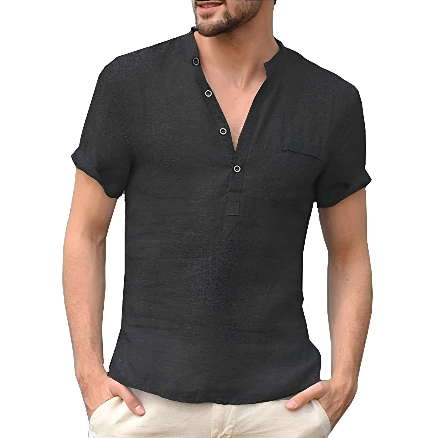 Alton - Casually short-sleeved linen shirt for men