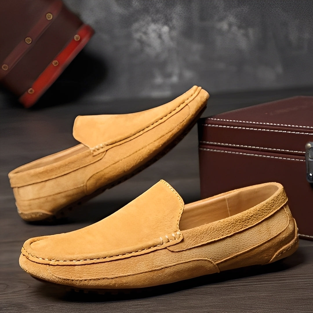 Cameron - Tilsfeldige, elegante semsket skinn-tøfler for herrer