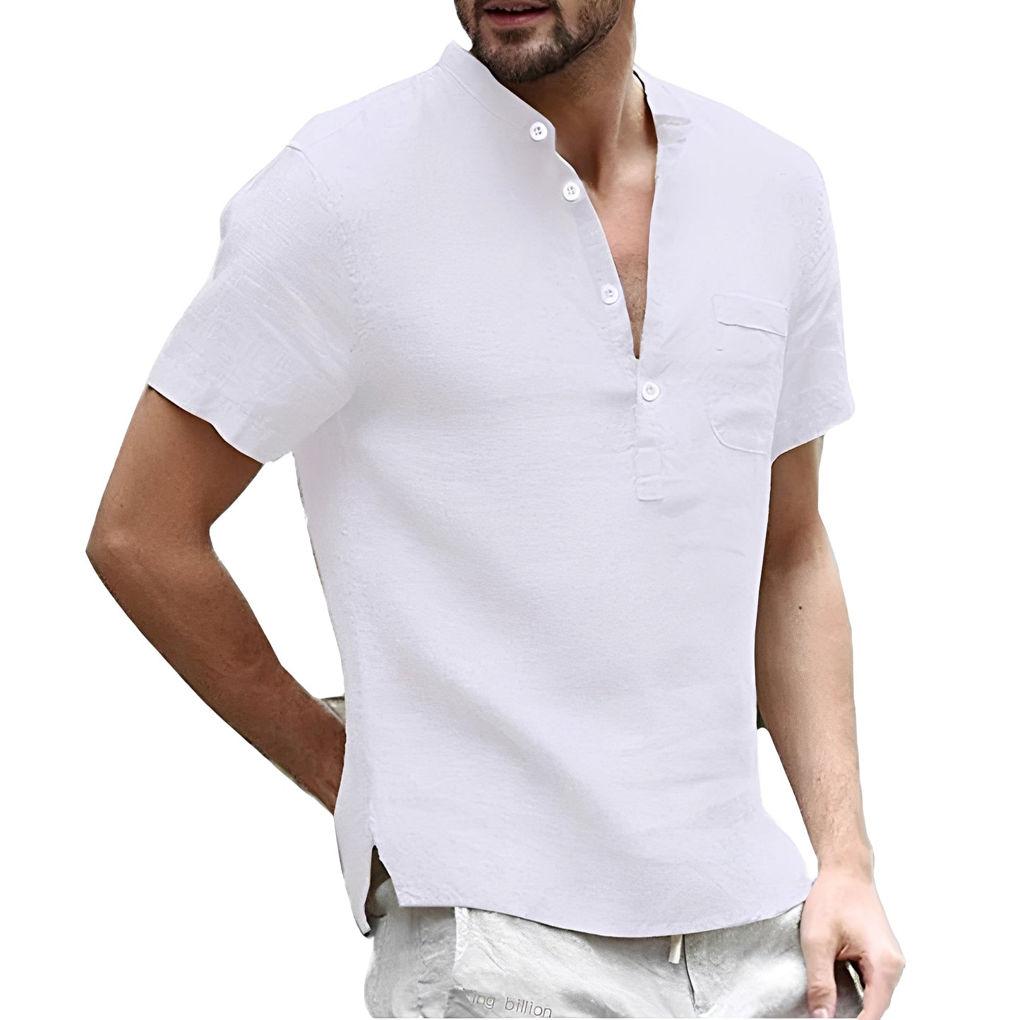 Alton - Casually short-sleeved linen shirt for men