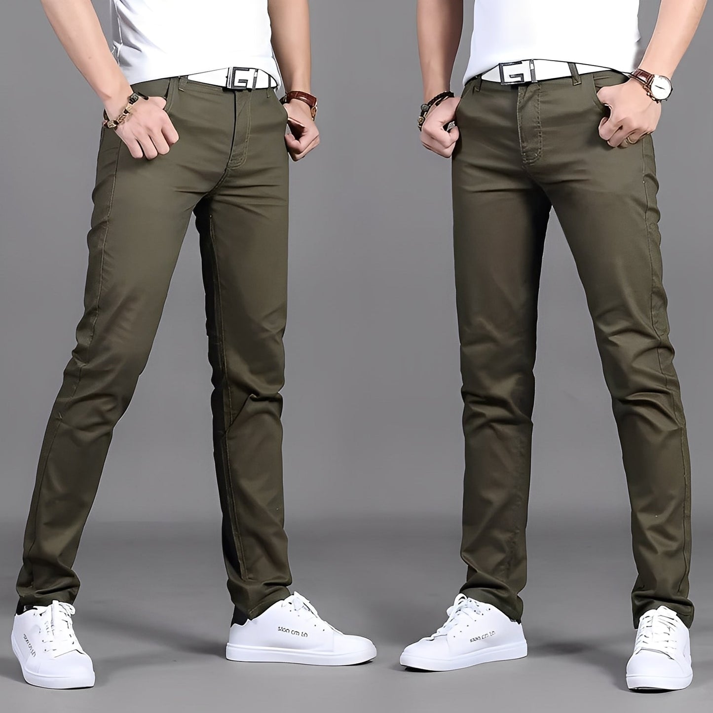 Russell - Tilfeldig, smalt snitt Chino-bukse for herrer