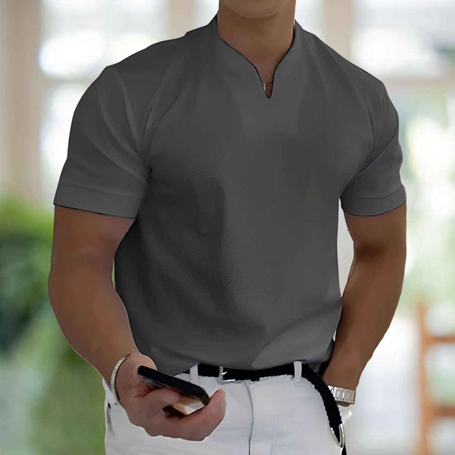 Jason – Kortermet Business-Fitnessskjorte for Herrer
