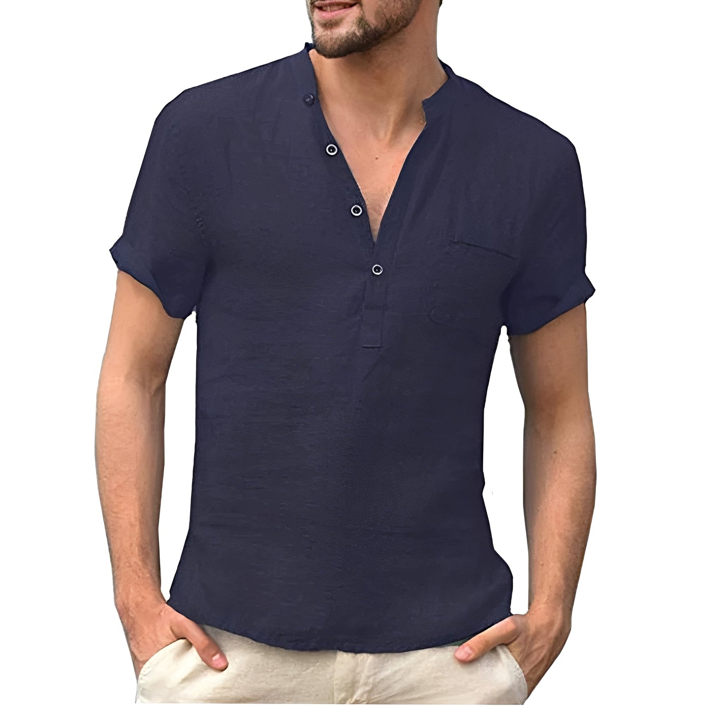 Alton - Casually short-sleeved linen shirt for men