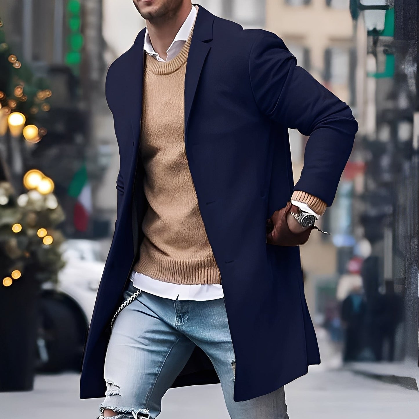 Landen - Elegant trenchcoat med reverskrage for herrer
