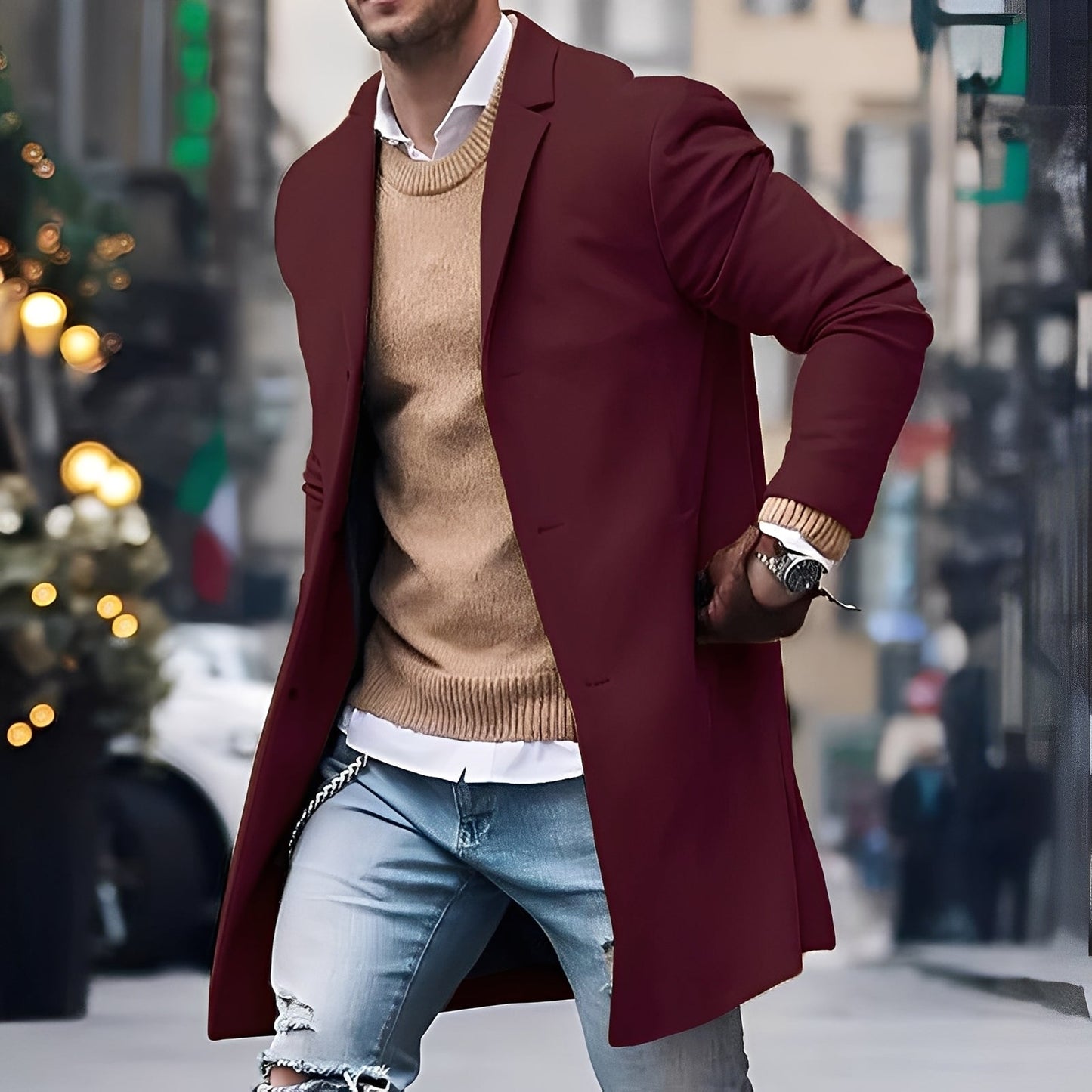 Landen - Elegant trenchcoat med reverskrage for herrer