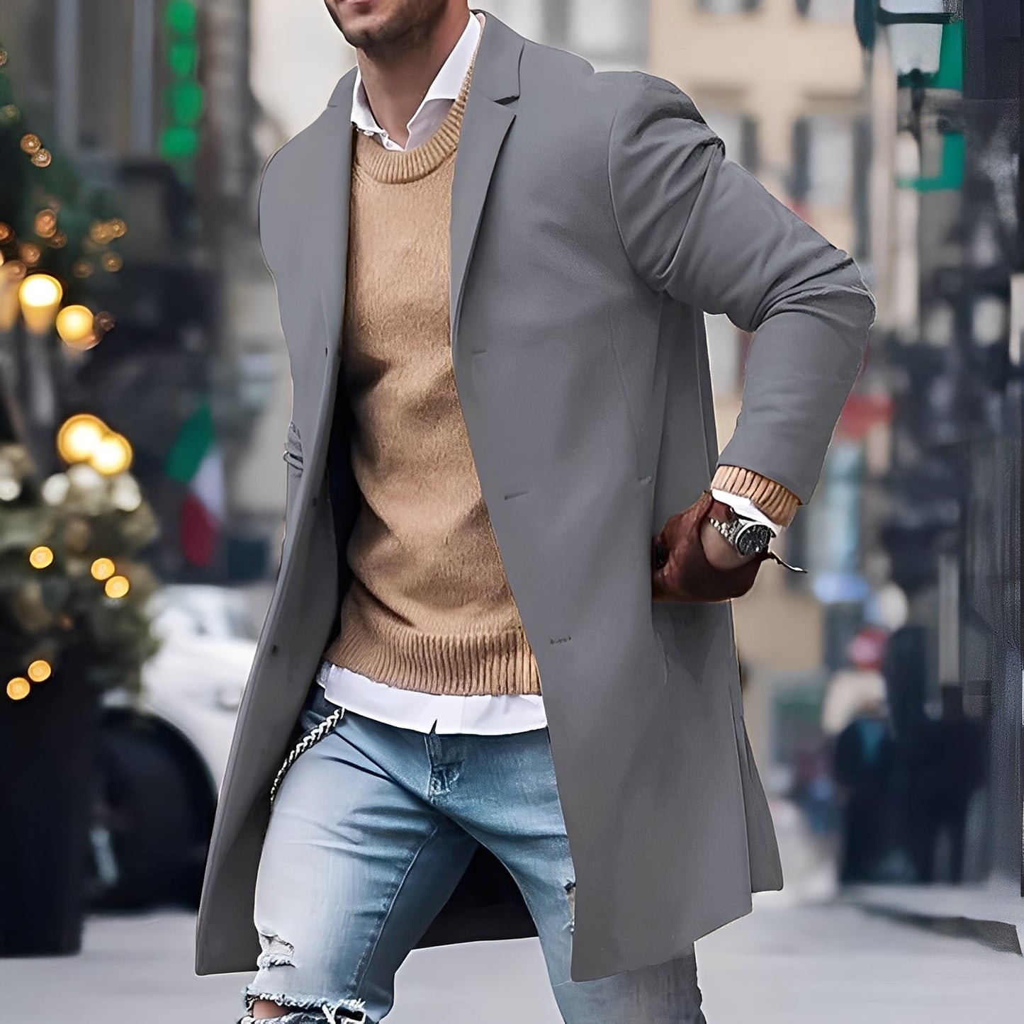 Landen - Elegant trenchcoat med reverskrage for herrer